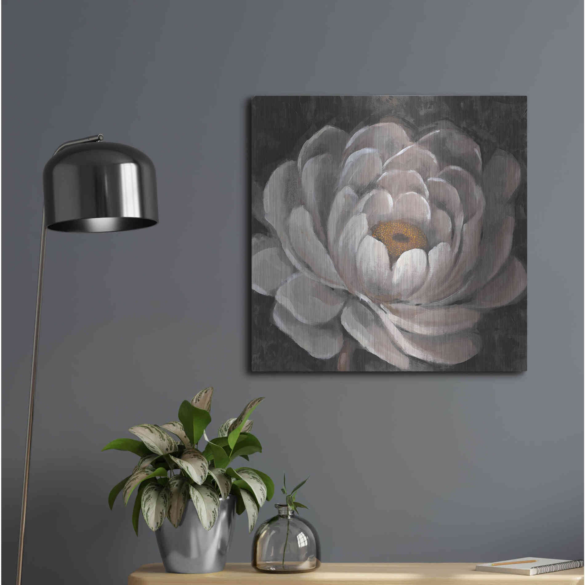 Luxe Metal Art 'Nuetral Fleur II' by Tim O'Toole, Metal Wall Art,24x24