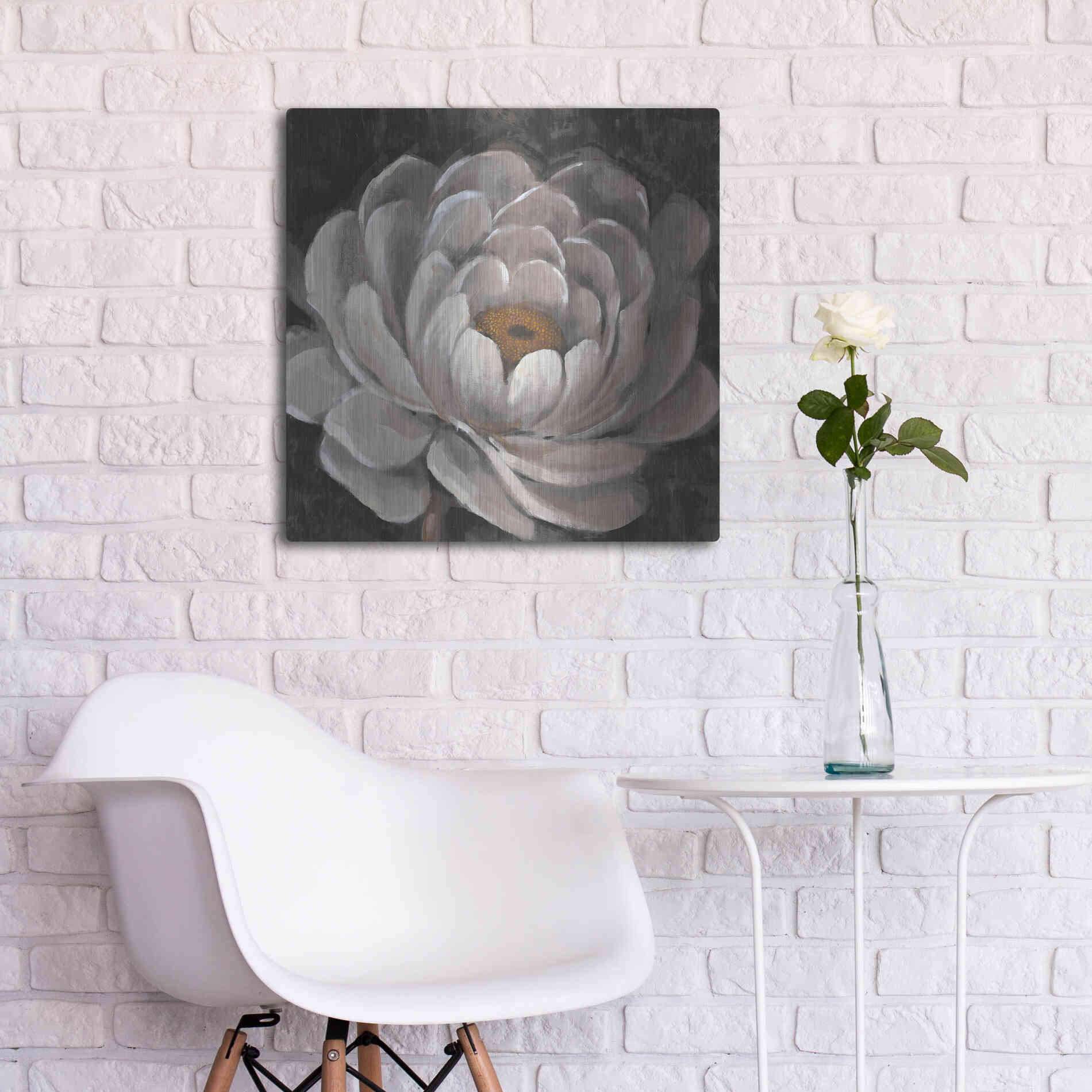 Luxe Metal Art 'Nuetral Fleur II' by Tim O'Toole, Metal Wall Art,24x24