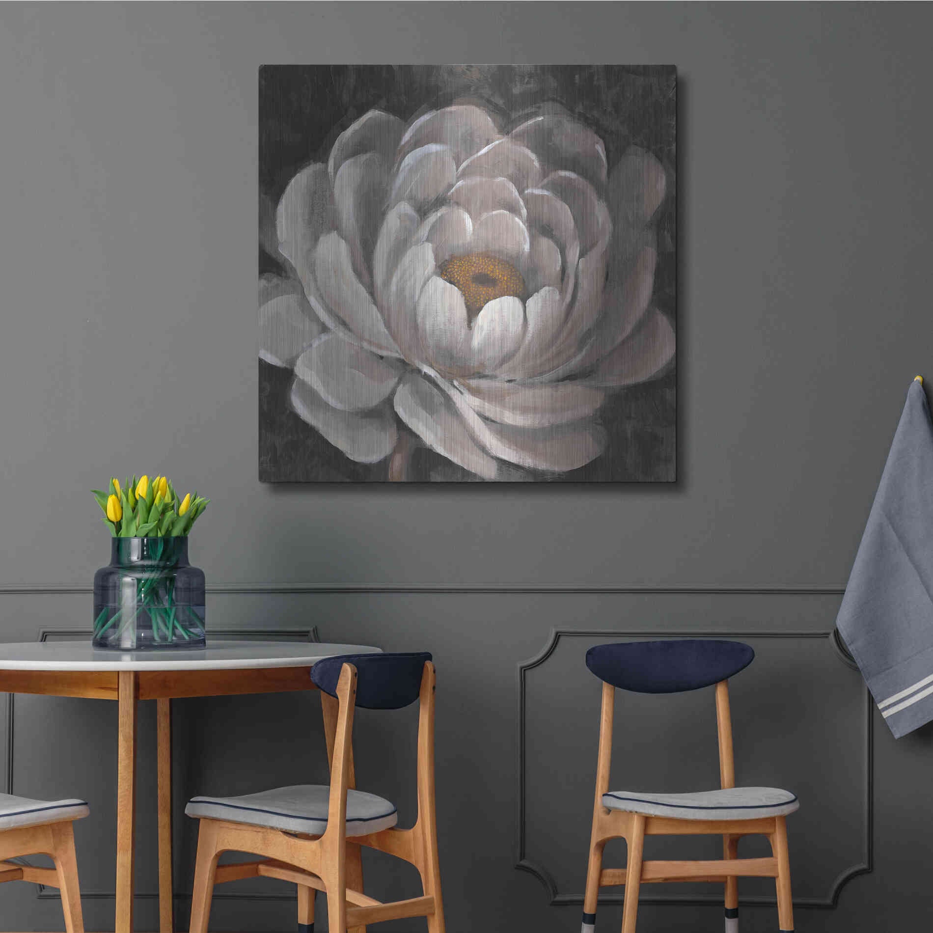 Luxe Metal Art 'Nuetral Fleur II' by Tim O'Toole, Metal Wall Art,36x36