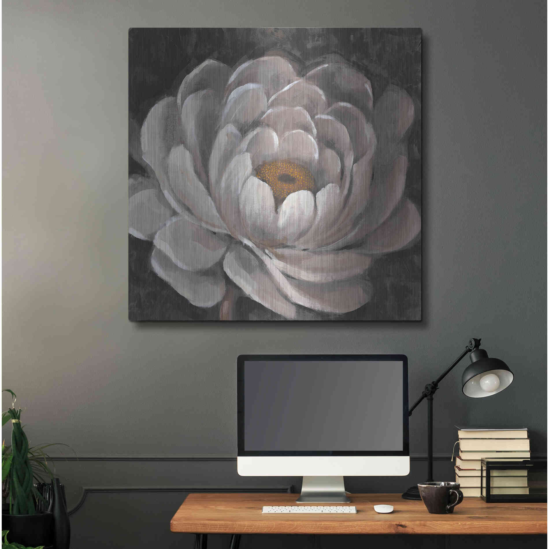 Luxe Metal Art 'Nuetral Fleur II' by Tim O'Toole, Metal Wall Art,36x36