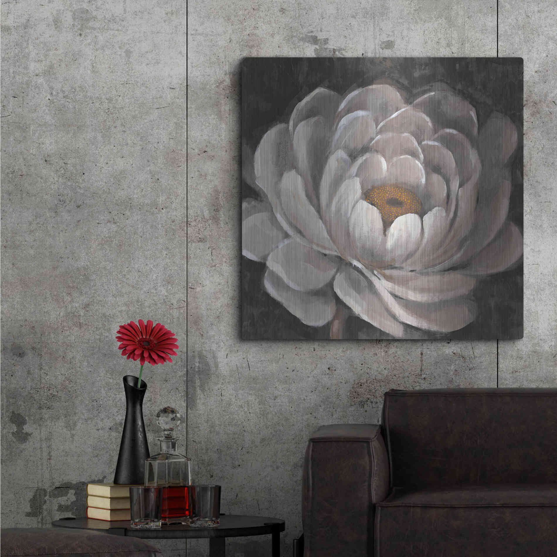 Luxe Metal Art 'Nuetral Fleur II' by Tim O'Toole, Metal Wall Art,36x36