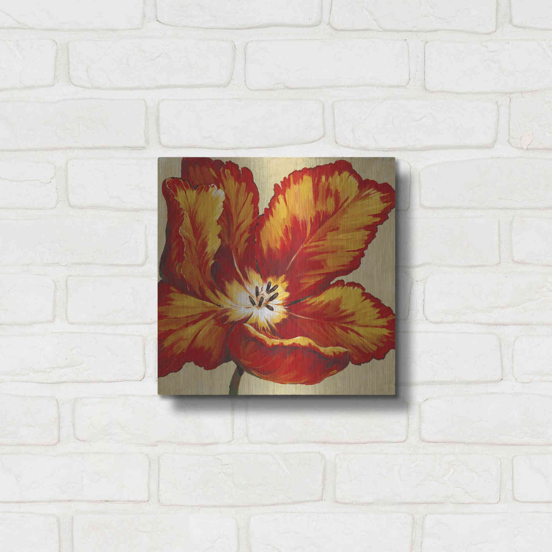 Luxe Metal Art 'Parrot Tulip I' by Tim O'Toole, Metal Wall Art,12x12