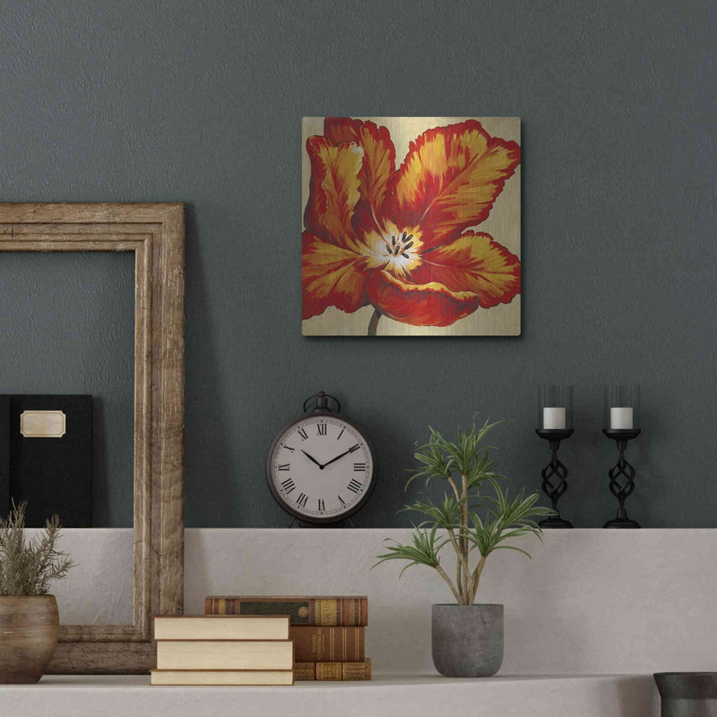 Luxe Metal Art 'Parrot Tulip I' by Tim O'Toole, Metal Wall Art,12x12