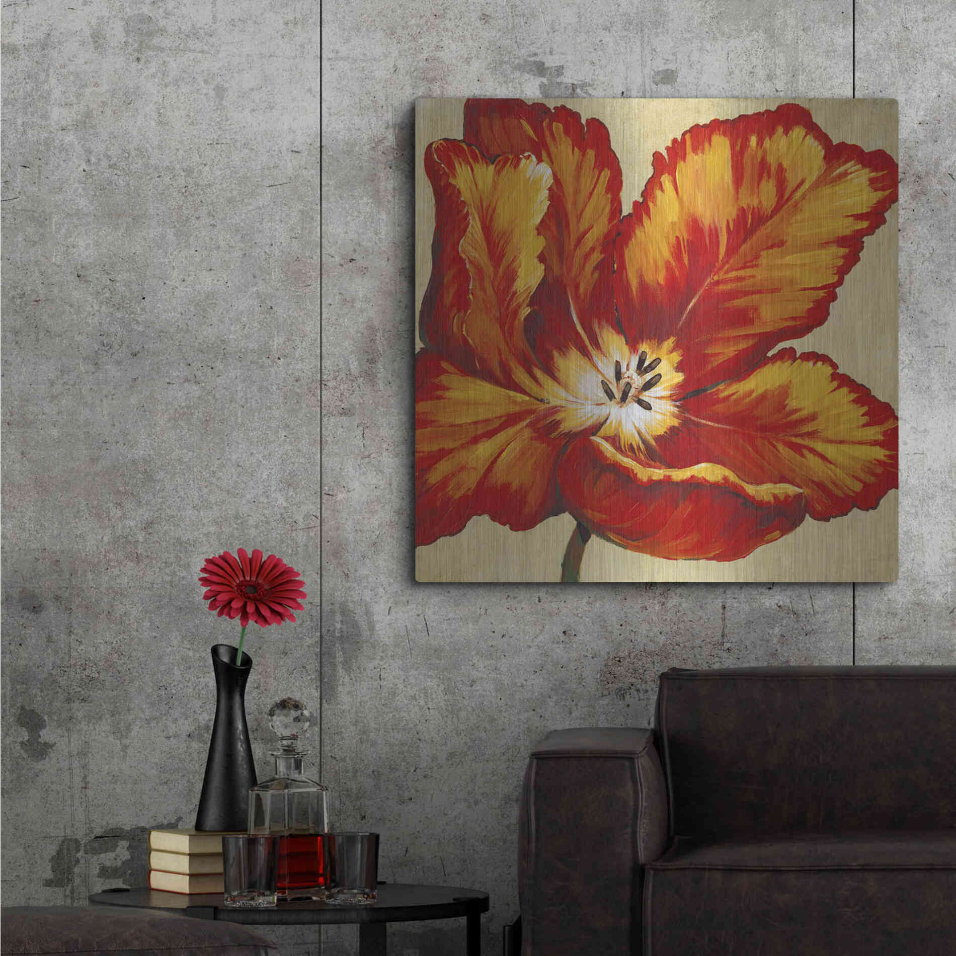 Luxe Metal Art 'Parrot Tulip I' by Tim O'Toole, Metal Wall Art,36x36