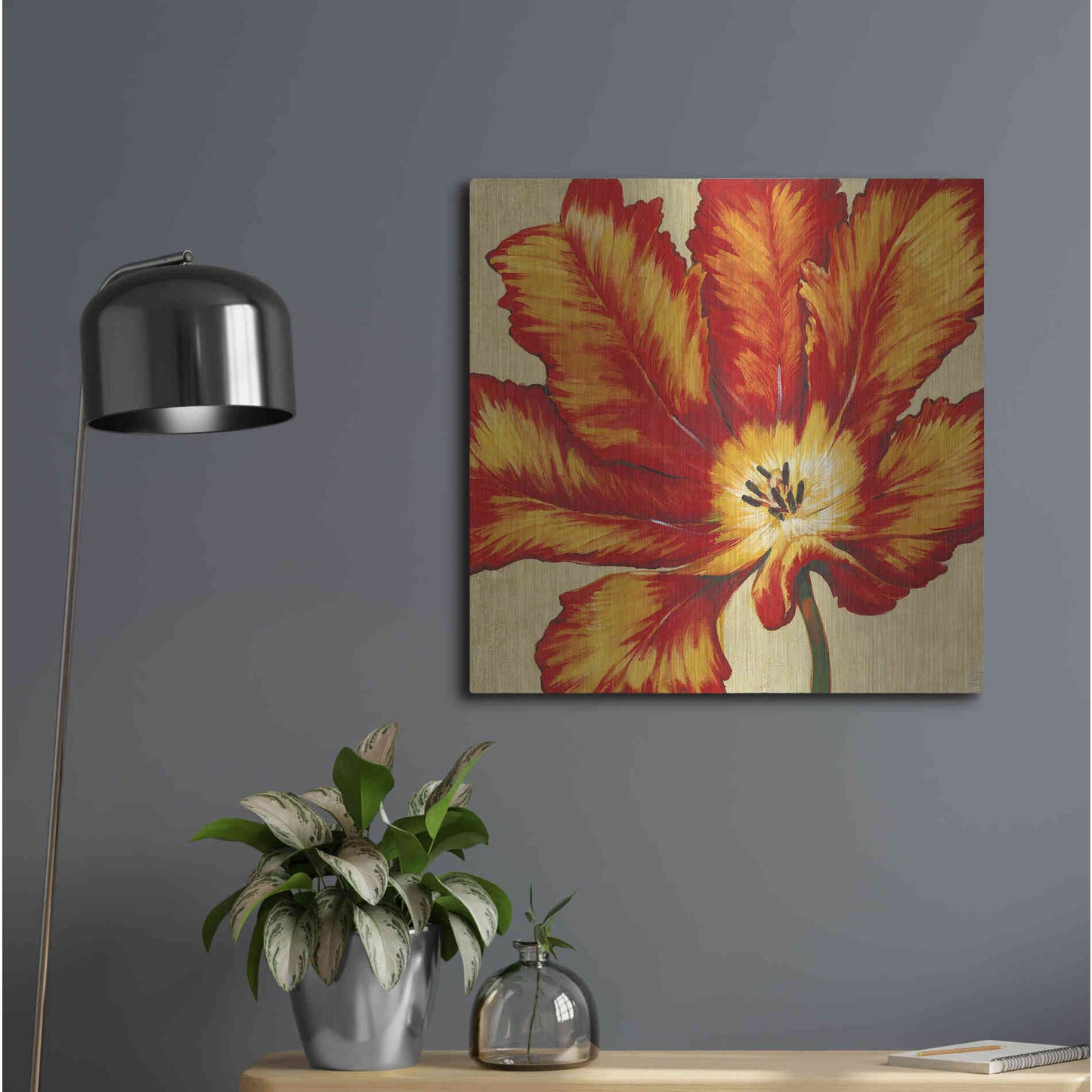 Luxe Metal Art 'Parrot Tulip II' by Tim O'Toole, Metal Wall Art,24x24