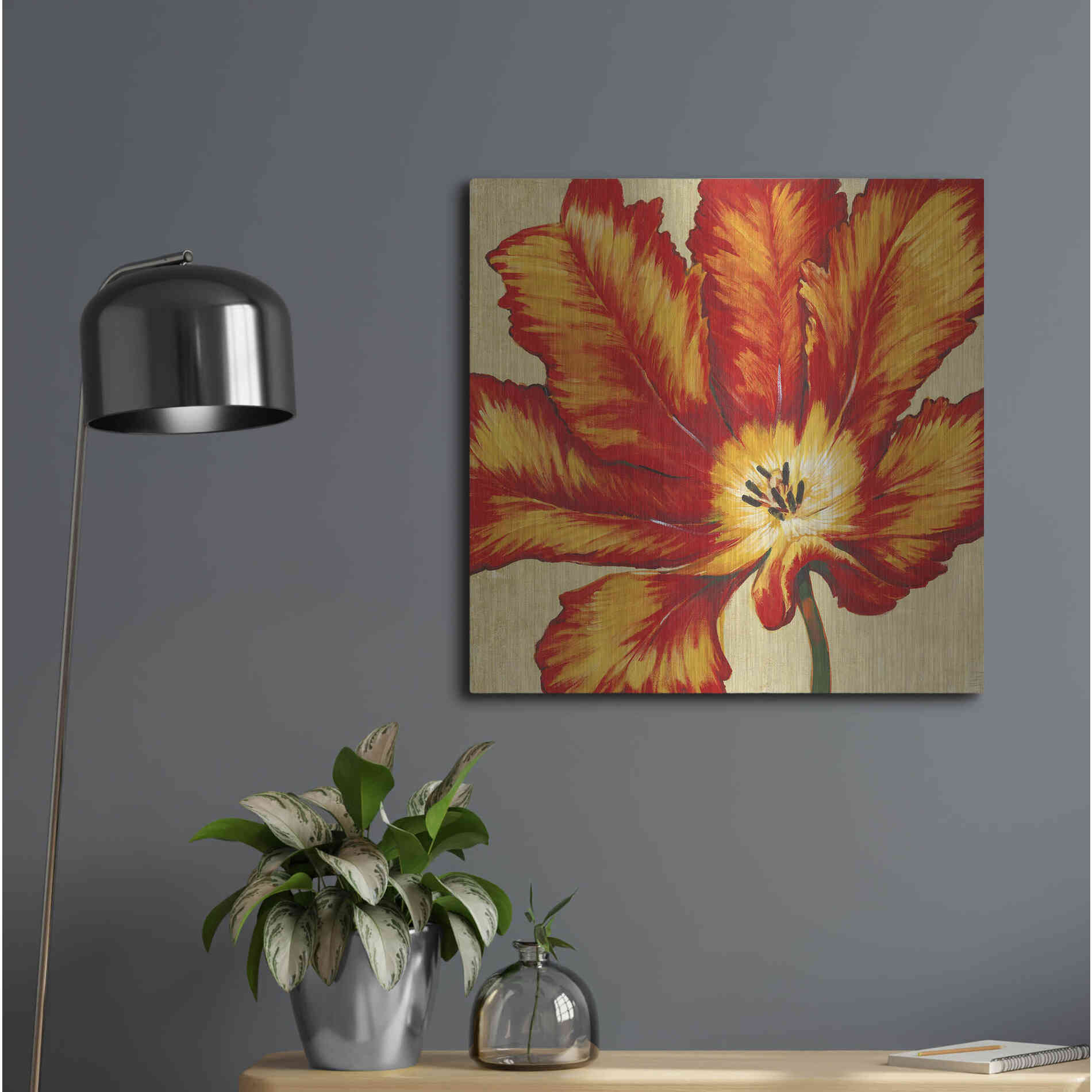 Luxe Metal Art 'Parrot Tulip II' by Tim O'Toole, Metal Wall Art,24x24