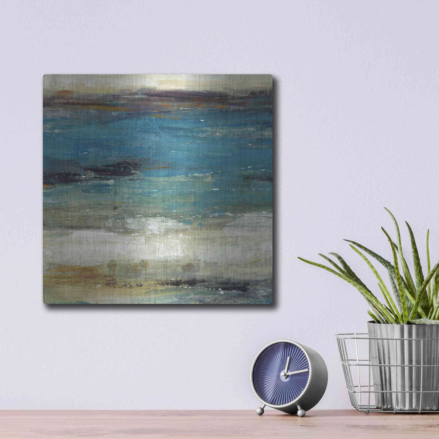 Luxe Metal Art 'Sea Breeze Abstract I' by Tim O'Toole, Metal Wall Art,12x12