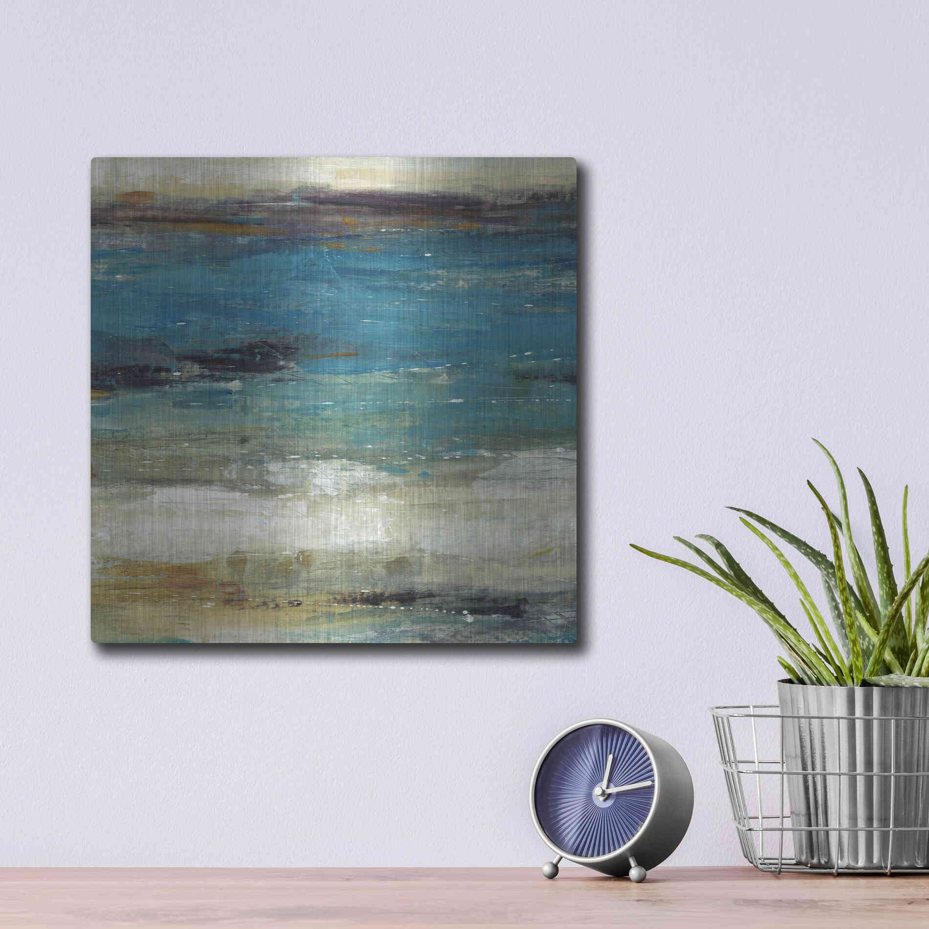 Luxe Metal Art 'Sea Breeze Abstract I' by Tim O'Toole, Metal Wall Art,12x12
