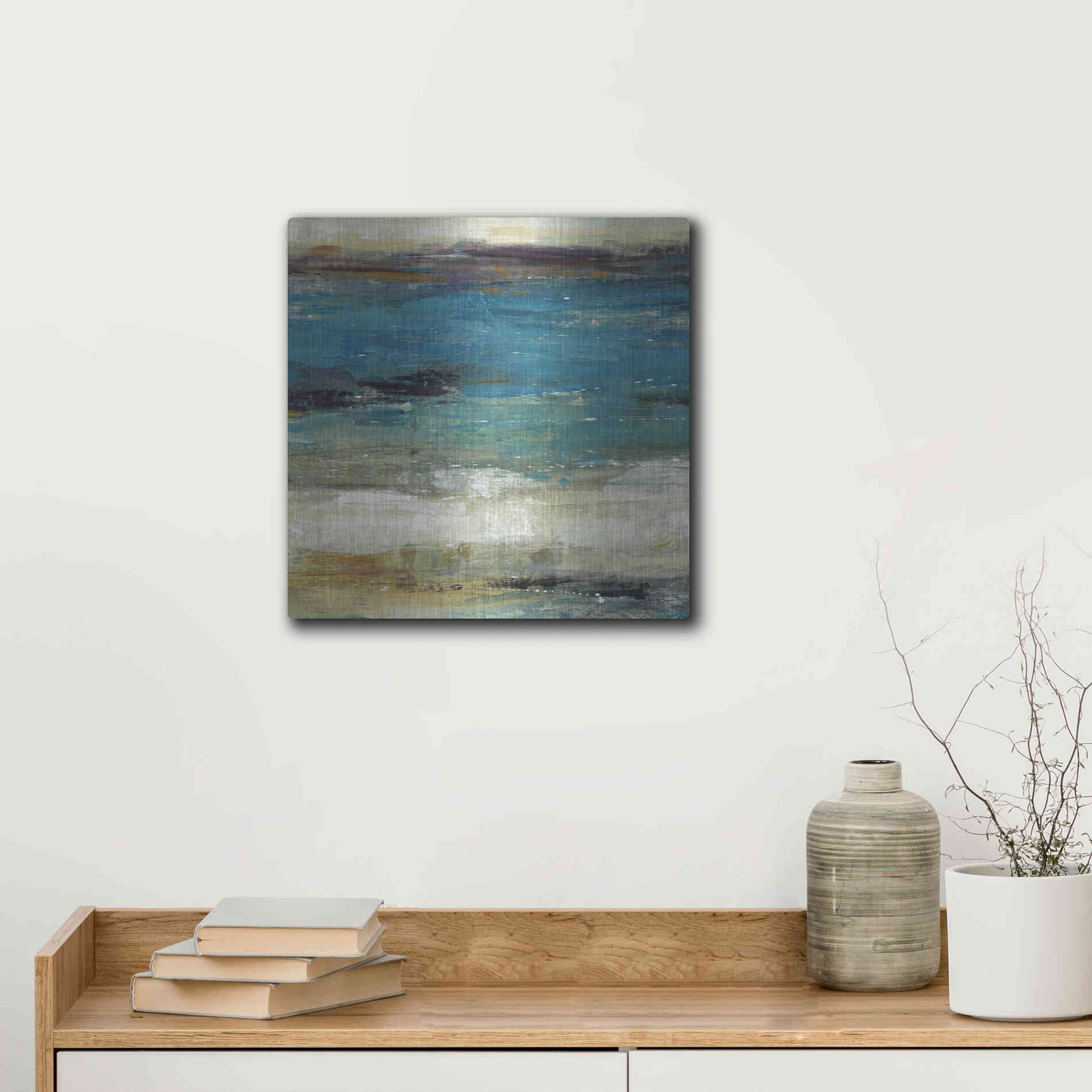 Luxe Metal Art 'Sea Breeze Abstract I' by Tim O'Toole, Metal Wall Art,12x12