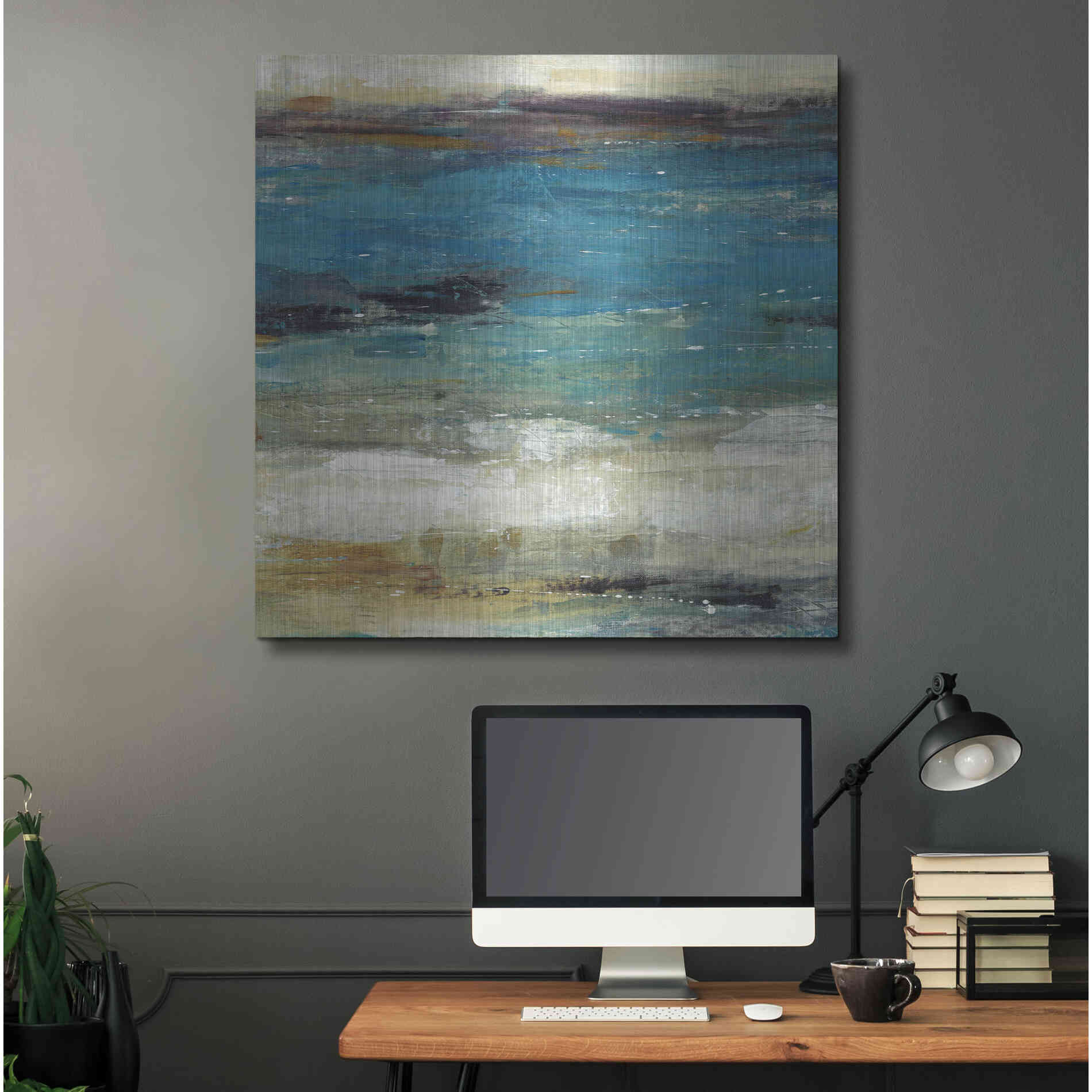 Luxe Metal Art 'Sea Breeze Abstract I' by Tim O'Toole, Metal Wall Art,36x36