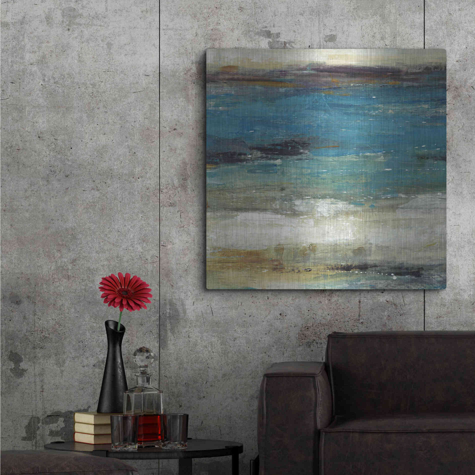 Luxe Metal Art 'Sea Breeze Abstract I' by Tim O'Toole, Metal Wall Art,36x36