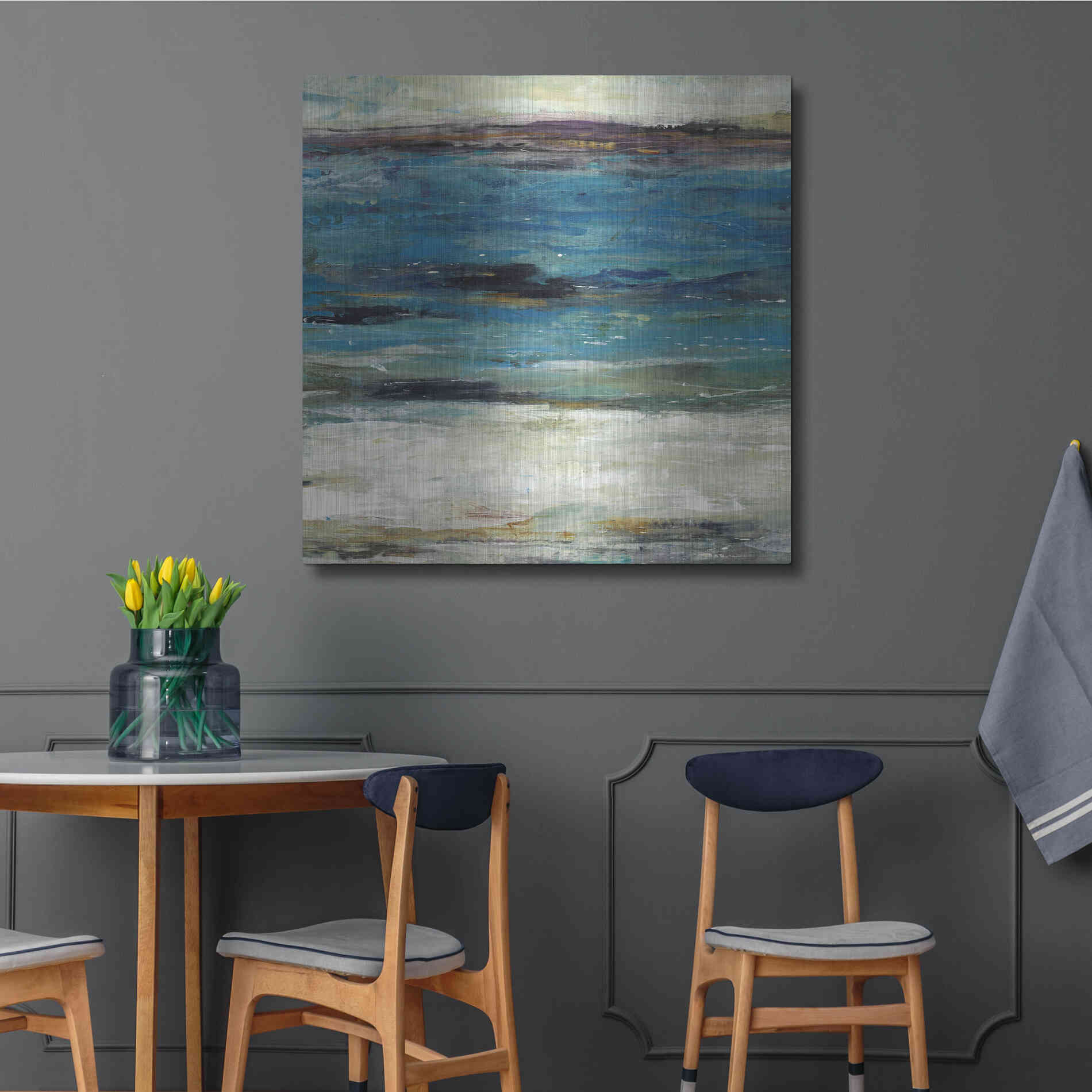 Luxe Metal Art 'Sea Breeze Abstract II' by Tim O'Toole, Metal Wall Art,36x36