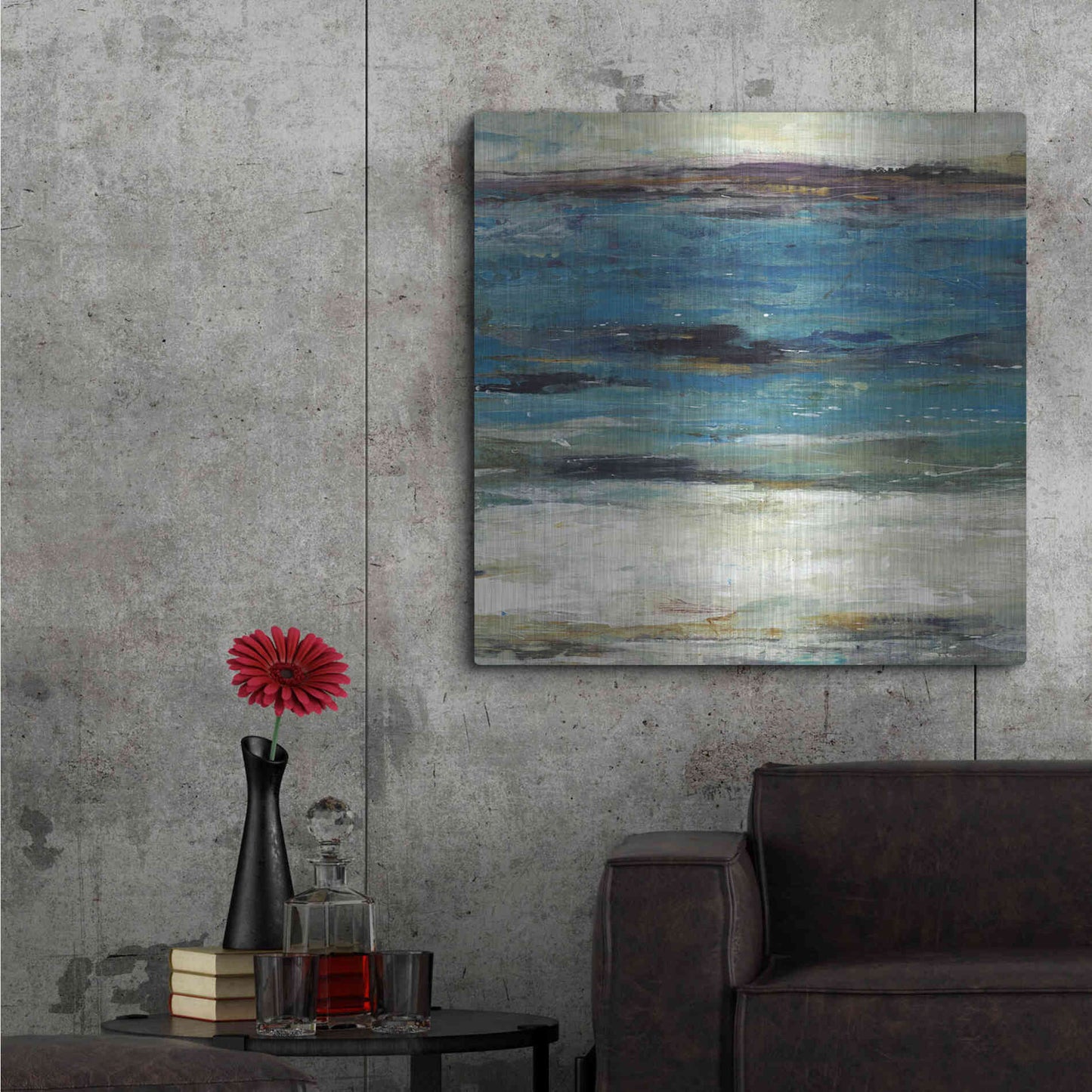 Luxe Metal Art 'Sea Breeze Abstract II' by Tim O'Toole, Metal Wall Art,36x36