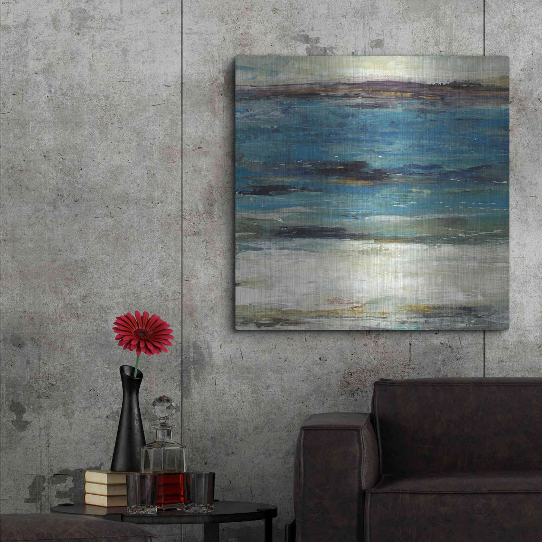 Luxe Metal Art 'Sea Breeze Abstract II' by Tim O'Toole, Metal Wall Art,36x36