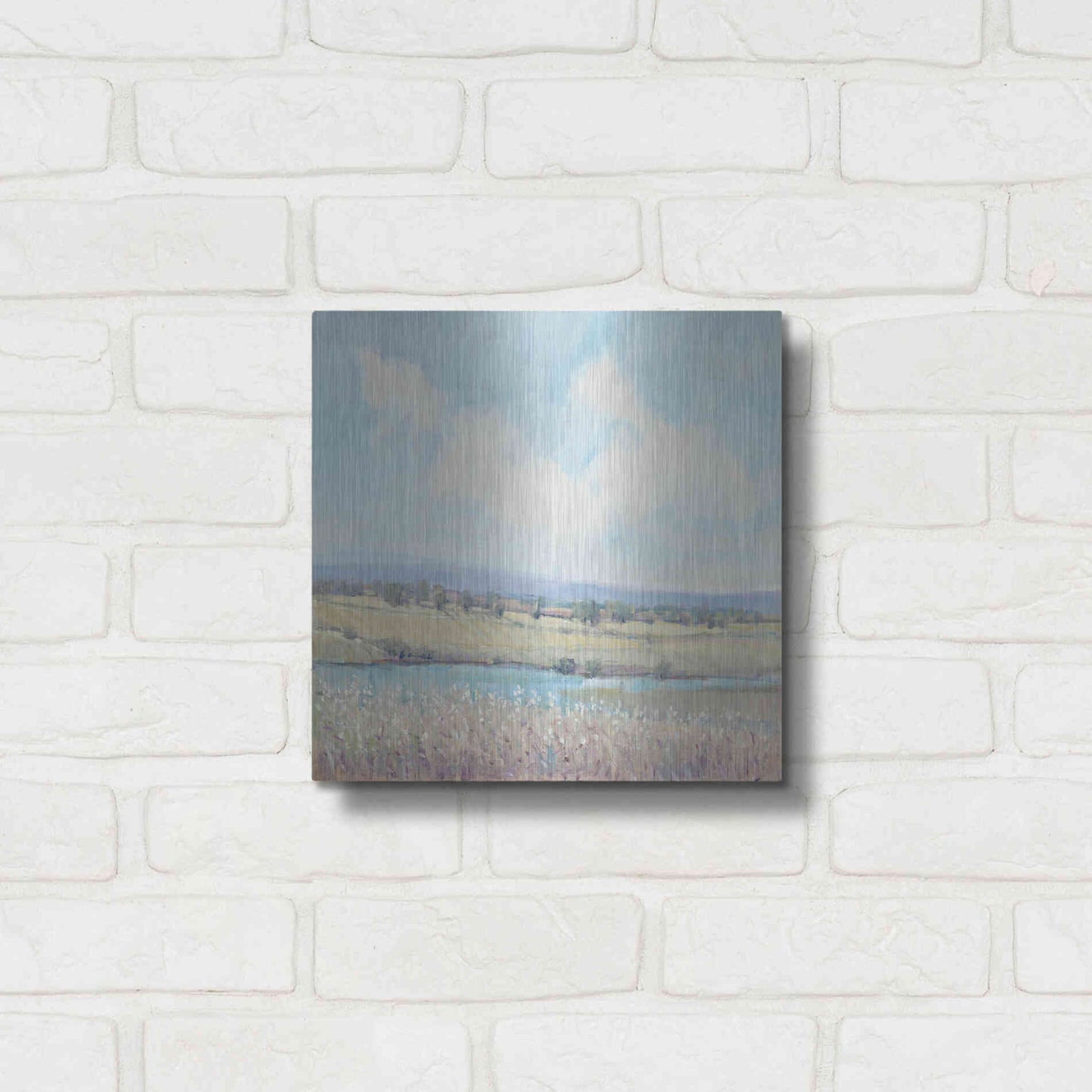 Luxe Metal Art 'Flowing Creek I' by Tim O'Toole, Metal Wall Art,12x12