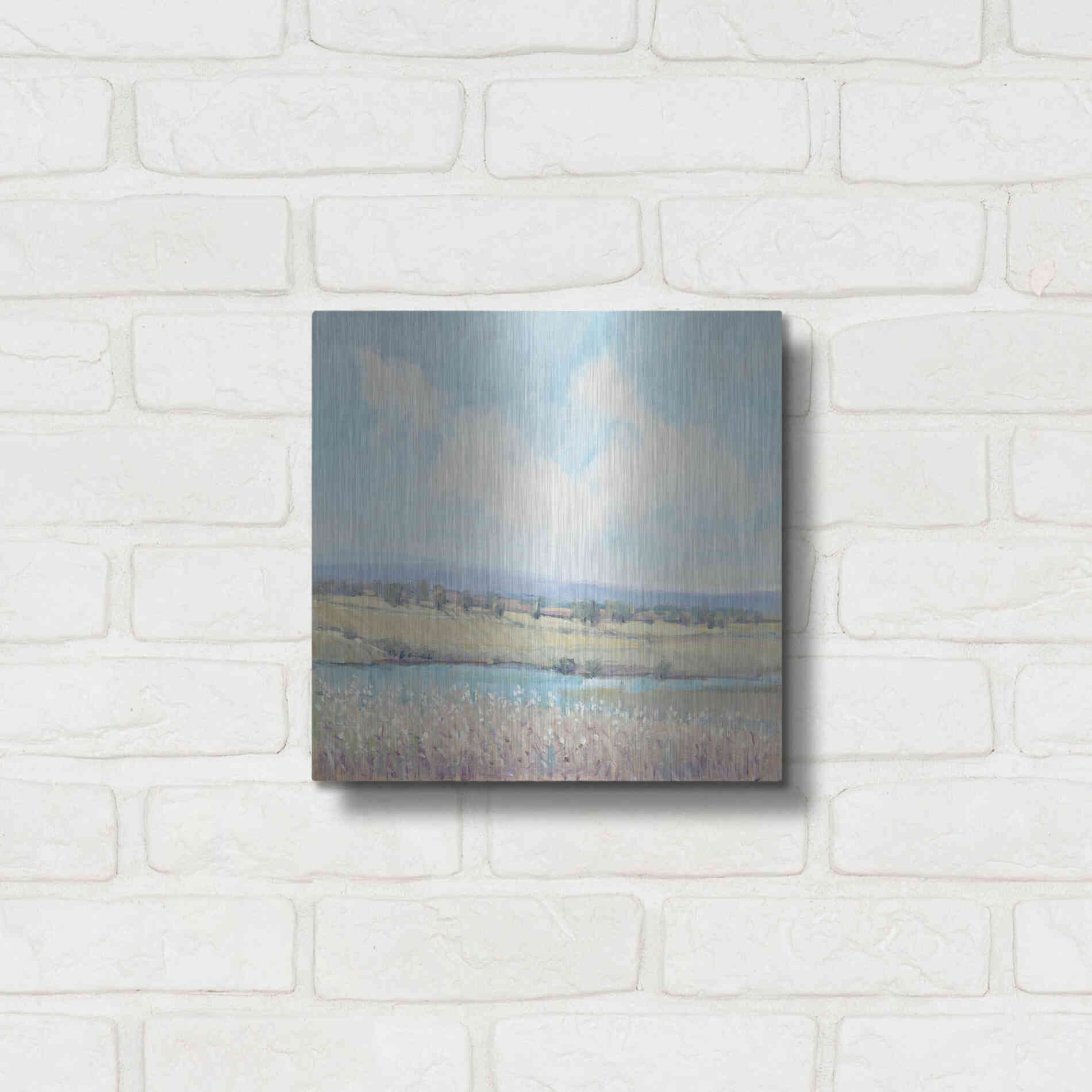 Luxe Metal Art 'Flowing Creek I' by Tim O'Toole, Metal Wall Art,12x12