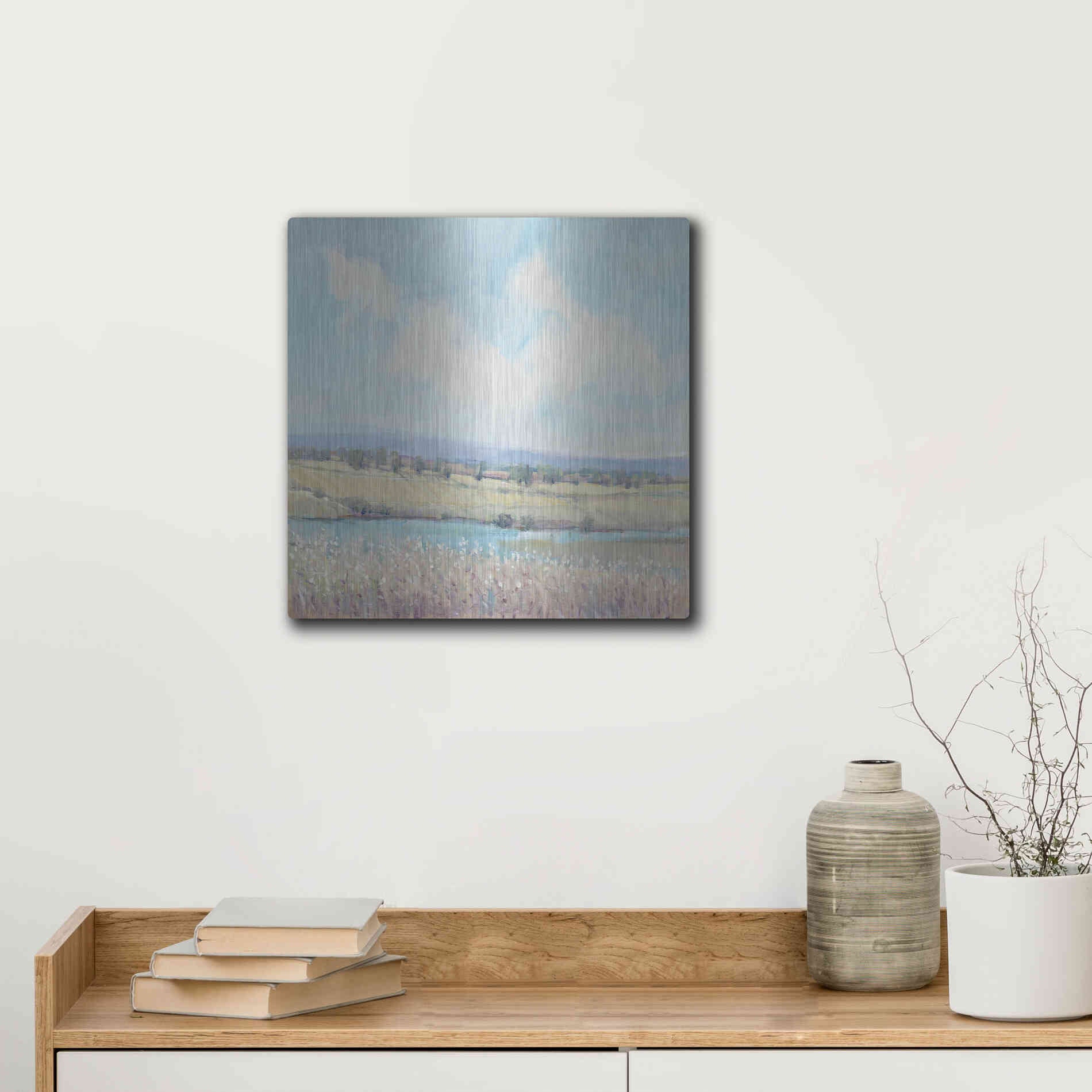 Luxe Metal Art 'Flowing Creek I' by Tim O'Toole, Metal Wall Art,12x12