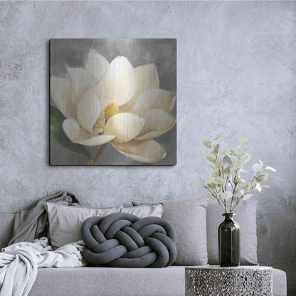 Luxe Metal Art 'Magnolia Blossom on Gray' by Albena Hristova, Metal Wall Art,36x36