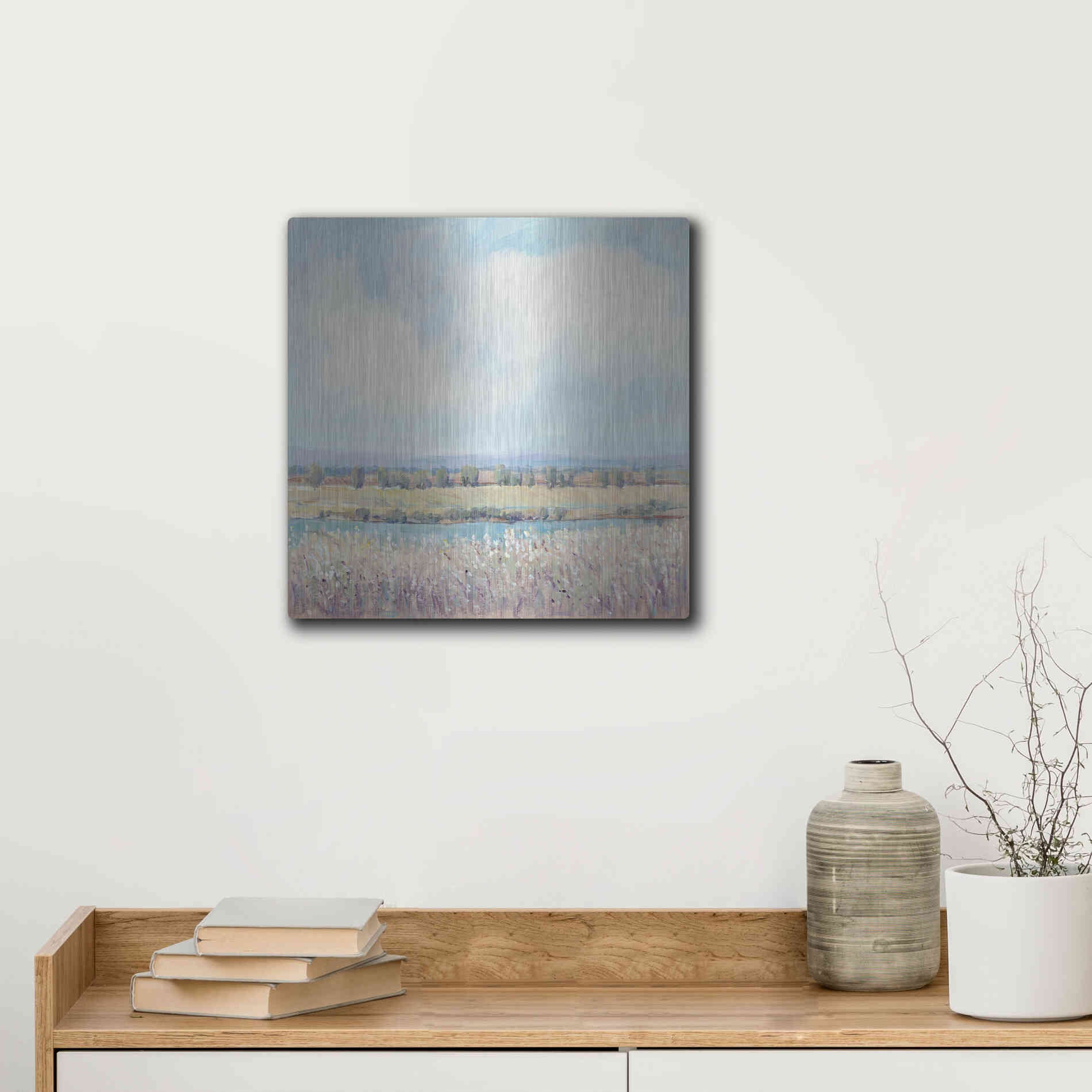 Luxe Metal Art 'Flowing Creek II' by Tim O'Toole, Metal Wall Art,12x12