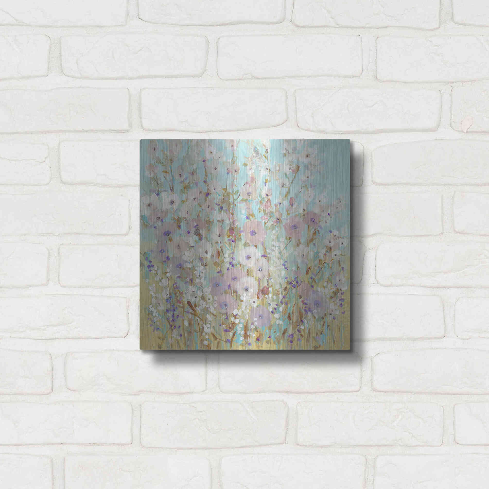 Luxe Metal Art 'Mixed Flowers I' by Tim O'Toole, Metal Wall Art,12x12