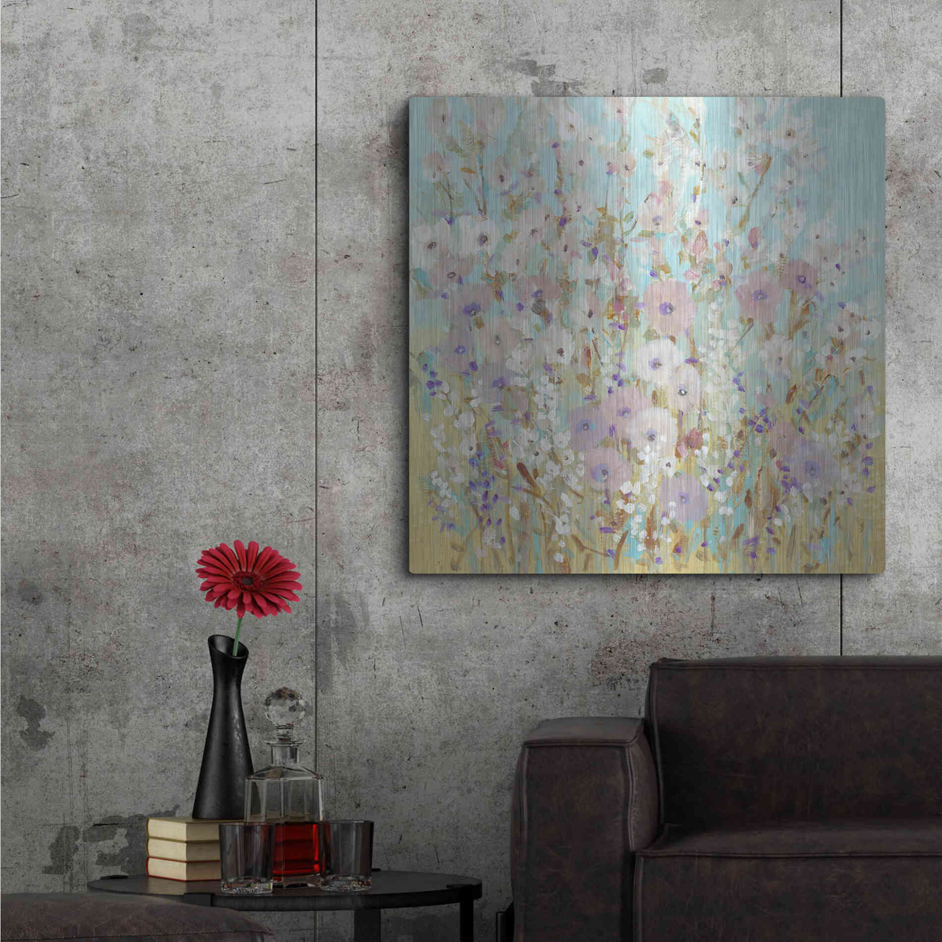 Luxe Metal Art 'Mixed Flowers I' by Tim O'Toole, Metal Wall Art,36x36