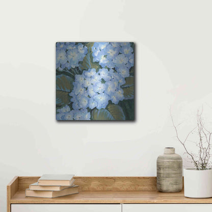 Luxe Metal Art 'Blue Hydrangeas I' by Tim O'Toole, Metal Wall Art,12x12