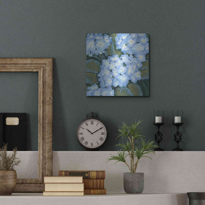 Luxe Metal Art 'Blue Hydrangeas I' by Tim O'Toole, Metal Wall Art,12x12