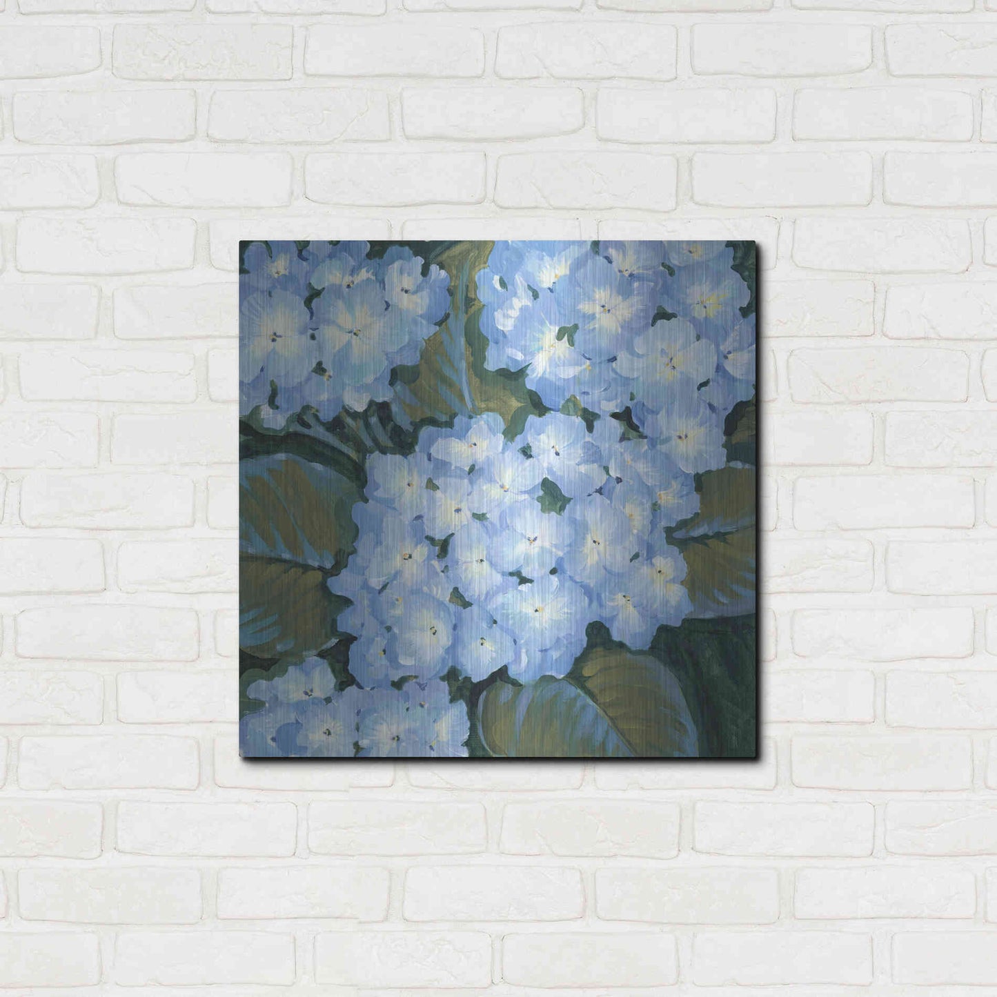 Luxe Metal Art 'Blue Hydrangeas I' by Tim O'Toole, Metal Wall Art,24x24