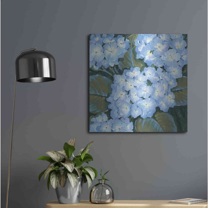 Luxe Metal Art 'Blue Hydrangeas I' by Tim O'Toole, Metal Wall Art,24x24