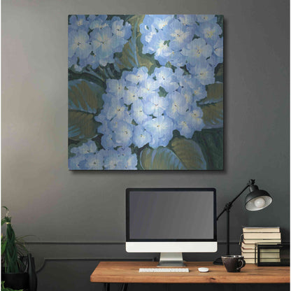 Luxe Metal Art 'Blue Hydrangeas I' by Tim O'Toole, Metal Wall Art,36x36