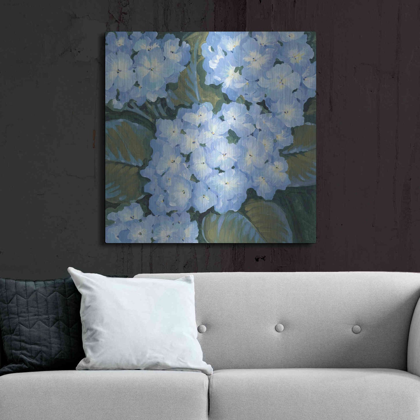 Luxe Metal Art 'Blue Hydrangeas I' by Tim O'Toole, Metal Wall Art,36x36