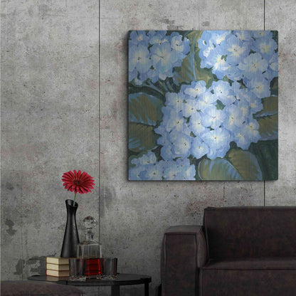 Luxe Metal Art 'Blue Hydrangeas I' by Tim O'Toole, Metal Wall Art,36x36