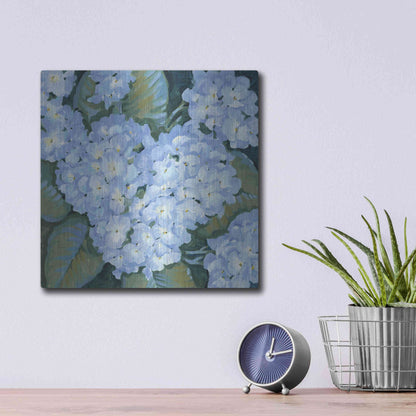 Luxe Metal Art 'Blue Hydrangeas II' by Tim O'Toole, Metal Wall Art,12x12