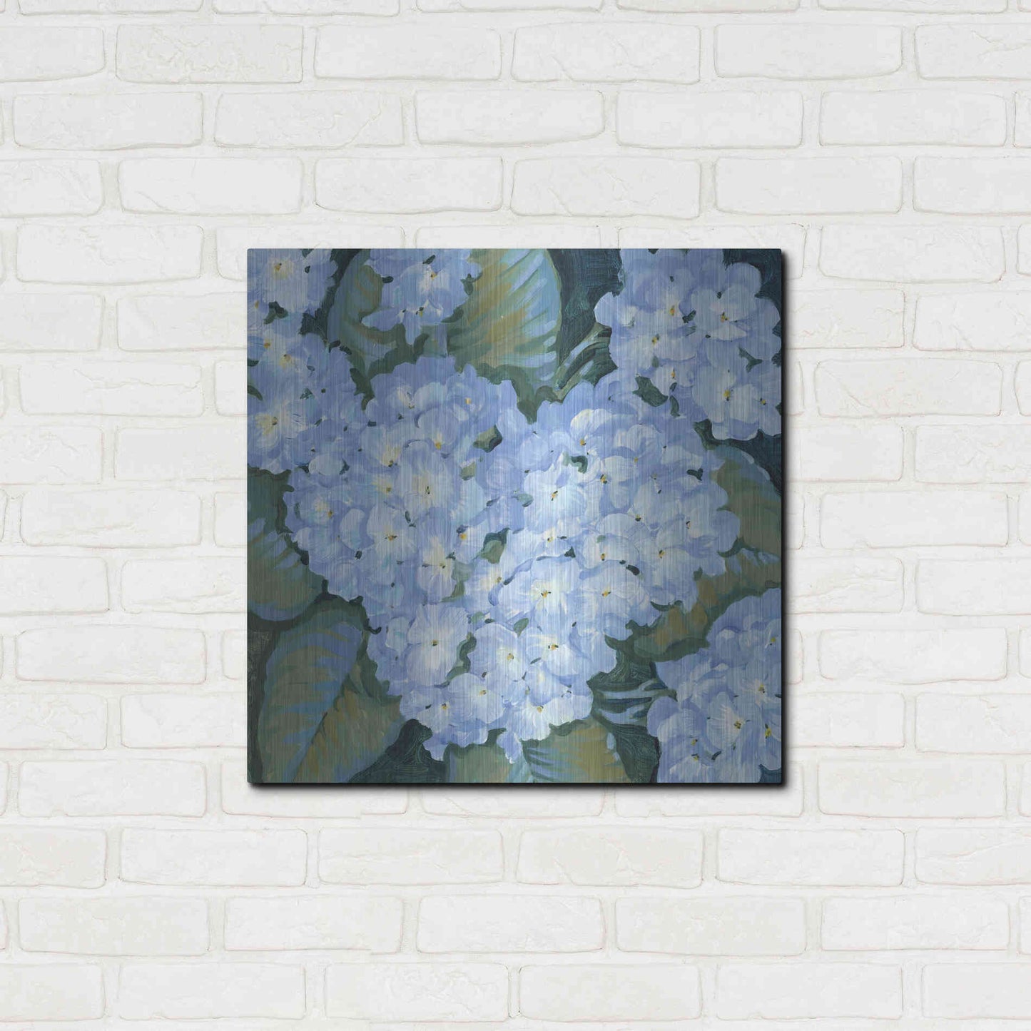 Luxe Metal Art 'Blue Hydrangeas II' by Tim O'Toole, Metal Wall Art,24x24