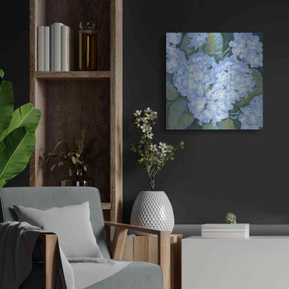 Luxe Metal Art 'Blue Hydrangeas II' by Tim O'Toole, Metal Wall Art,24x24