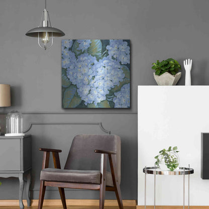 Luxe Metal Art 'Blue Hydrangeas II' by Tim O'Toole, Metal Wall Art,24x24