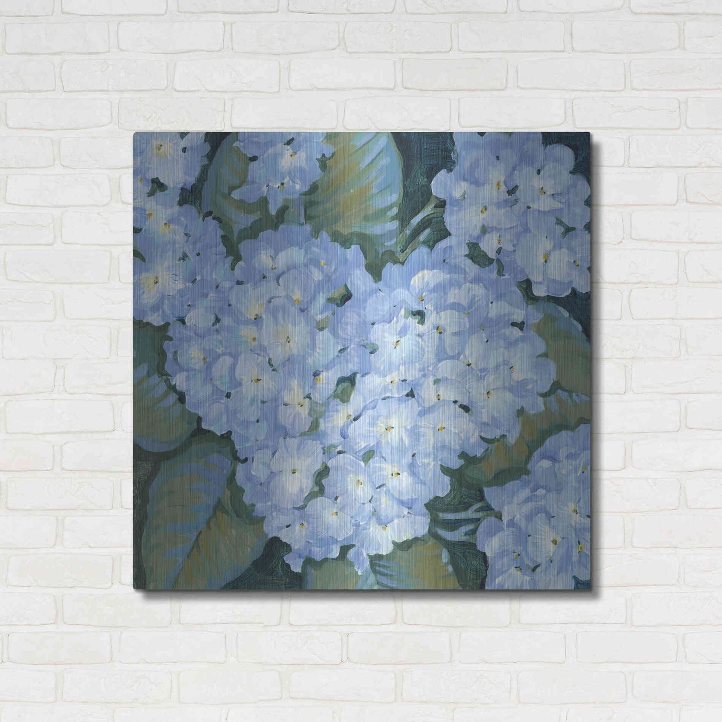 Luxe Metal Art 'Blue Hydrangeas II' by Tim O'Toole, Metal Wall Art,36x36