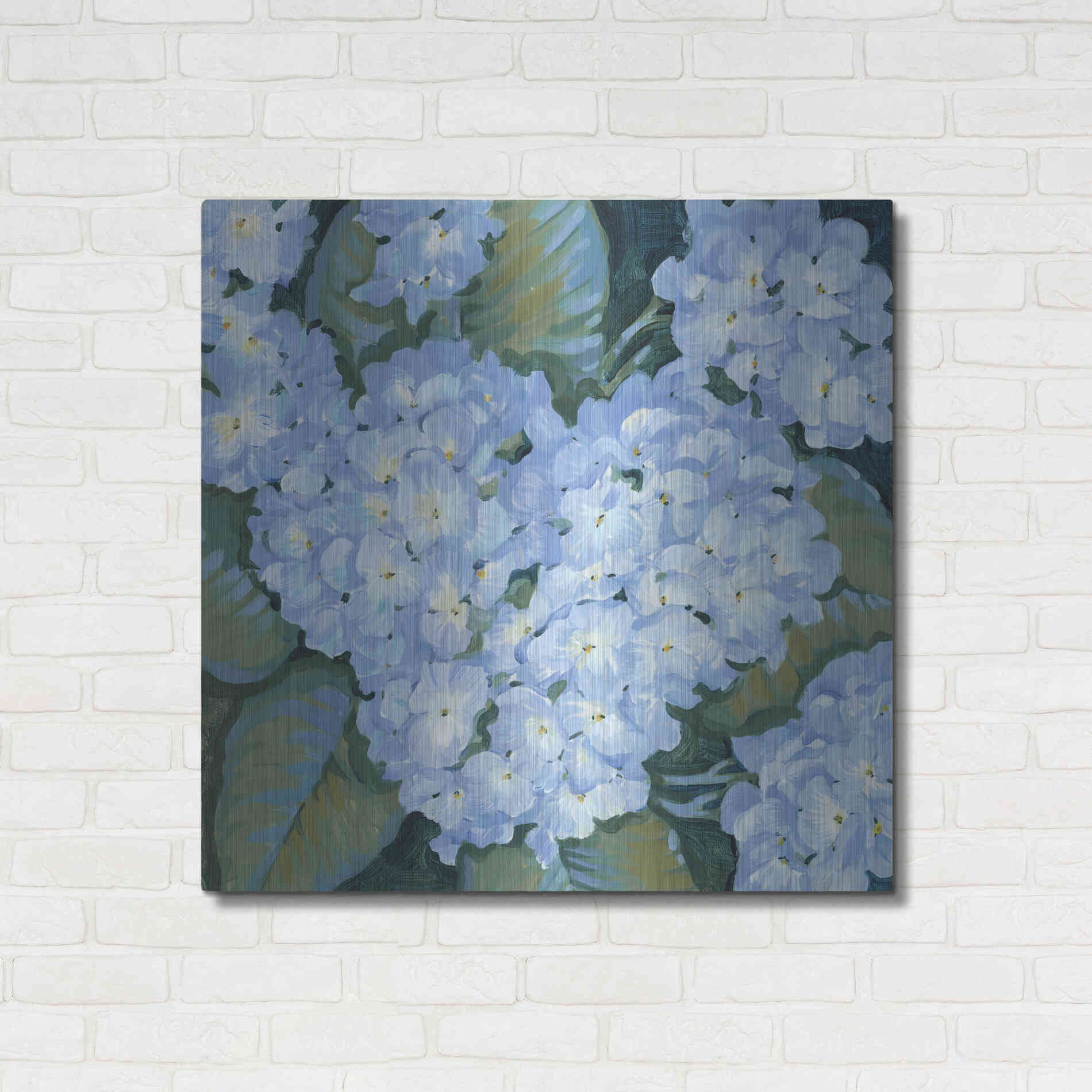 Luxe Metal Art 'Blue Hydrangeas II' by Tim O'Toole, Metal Wall Art,36x36
