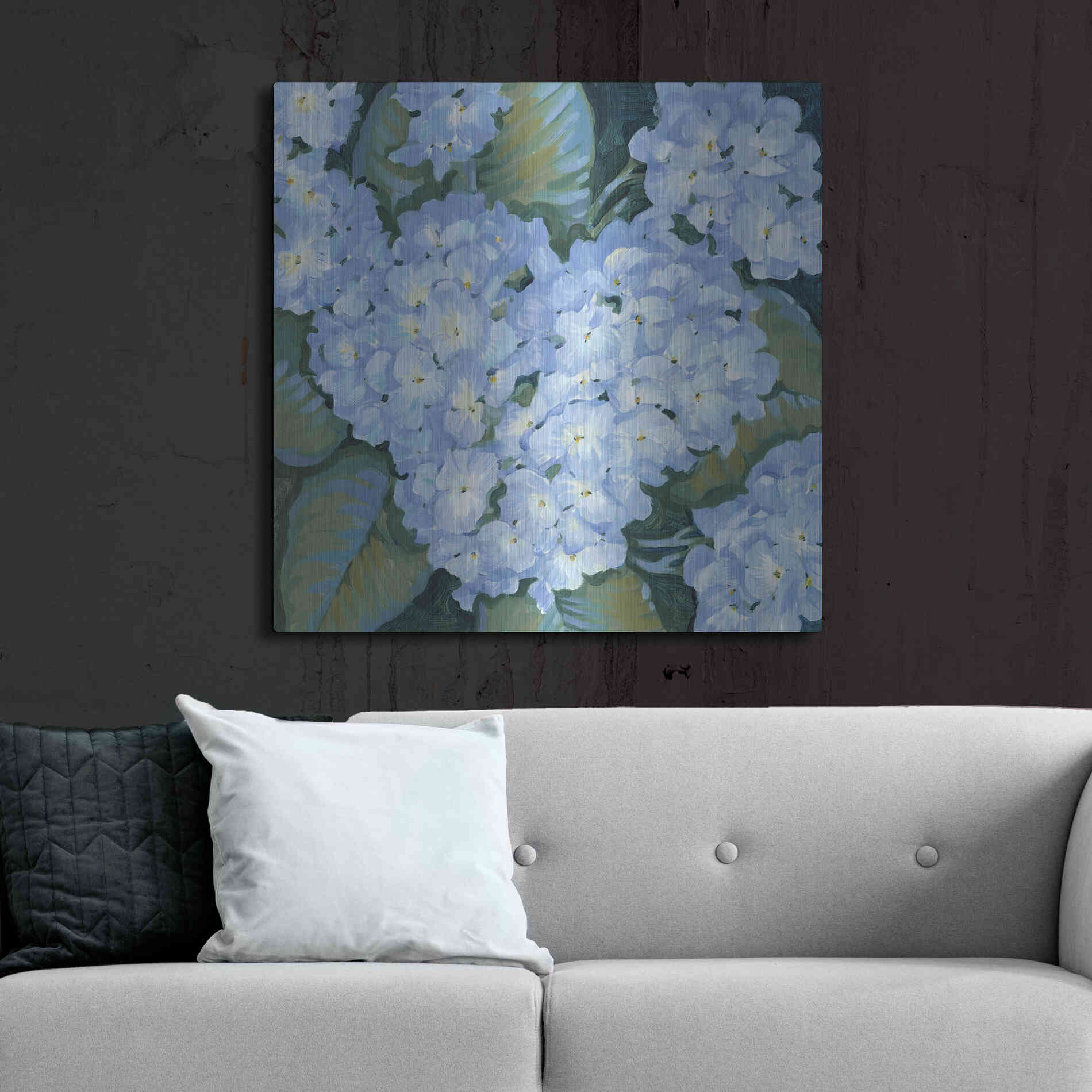 Luxe Metal Art 'Blue Hydrangeas II' by Tim O'Toole, Metal Wall Art,36x36