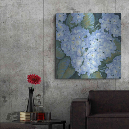 Luxe Metal Art 'Blue Hydrangeas II' by Tim O'Toole, Metal Wall Art,36x36