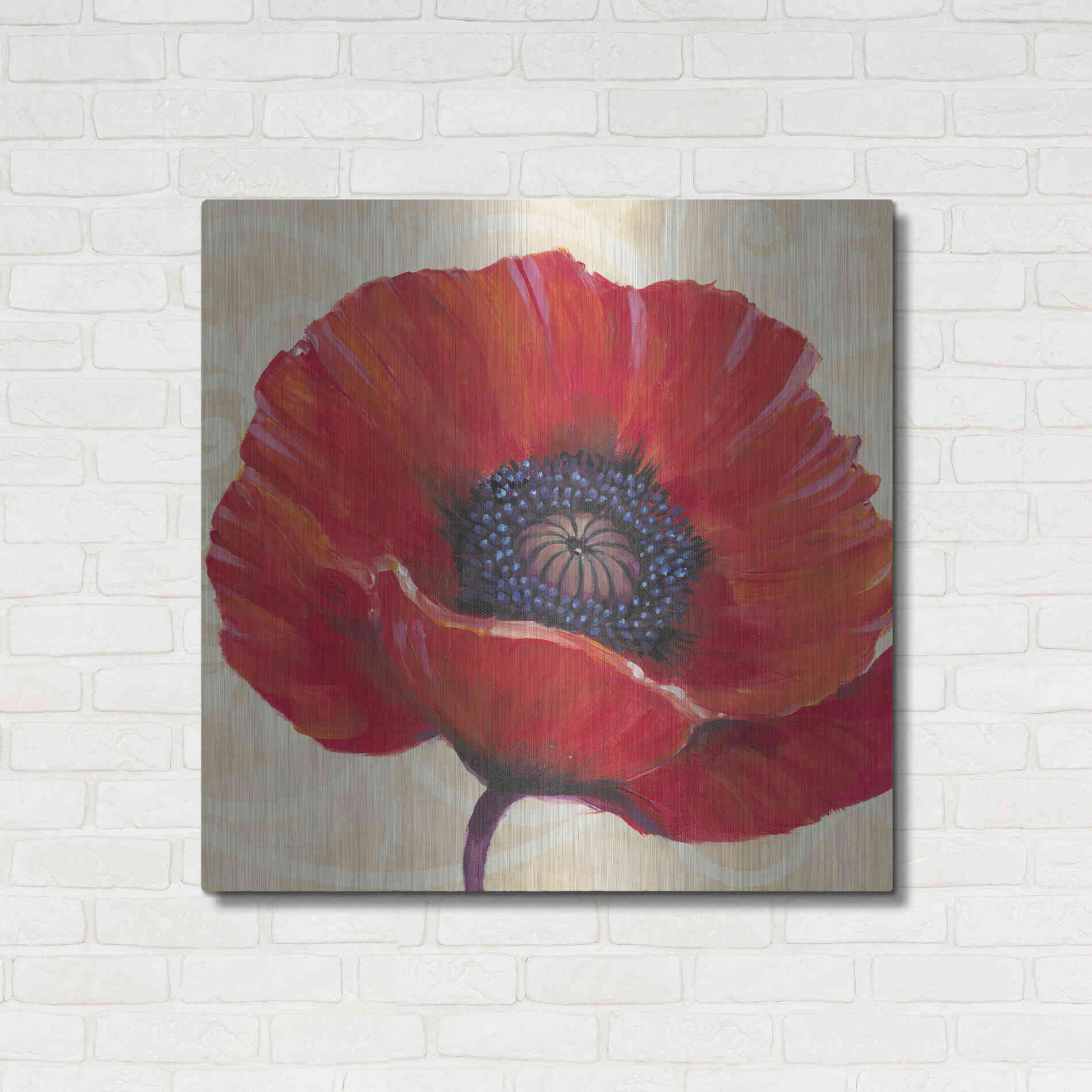 Luxe Metal Art 'Red Poppy I' by Tim O'Toole, Metal Wall Art,36x36