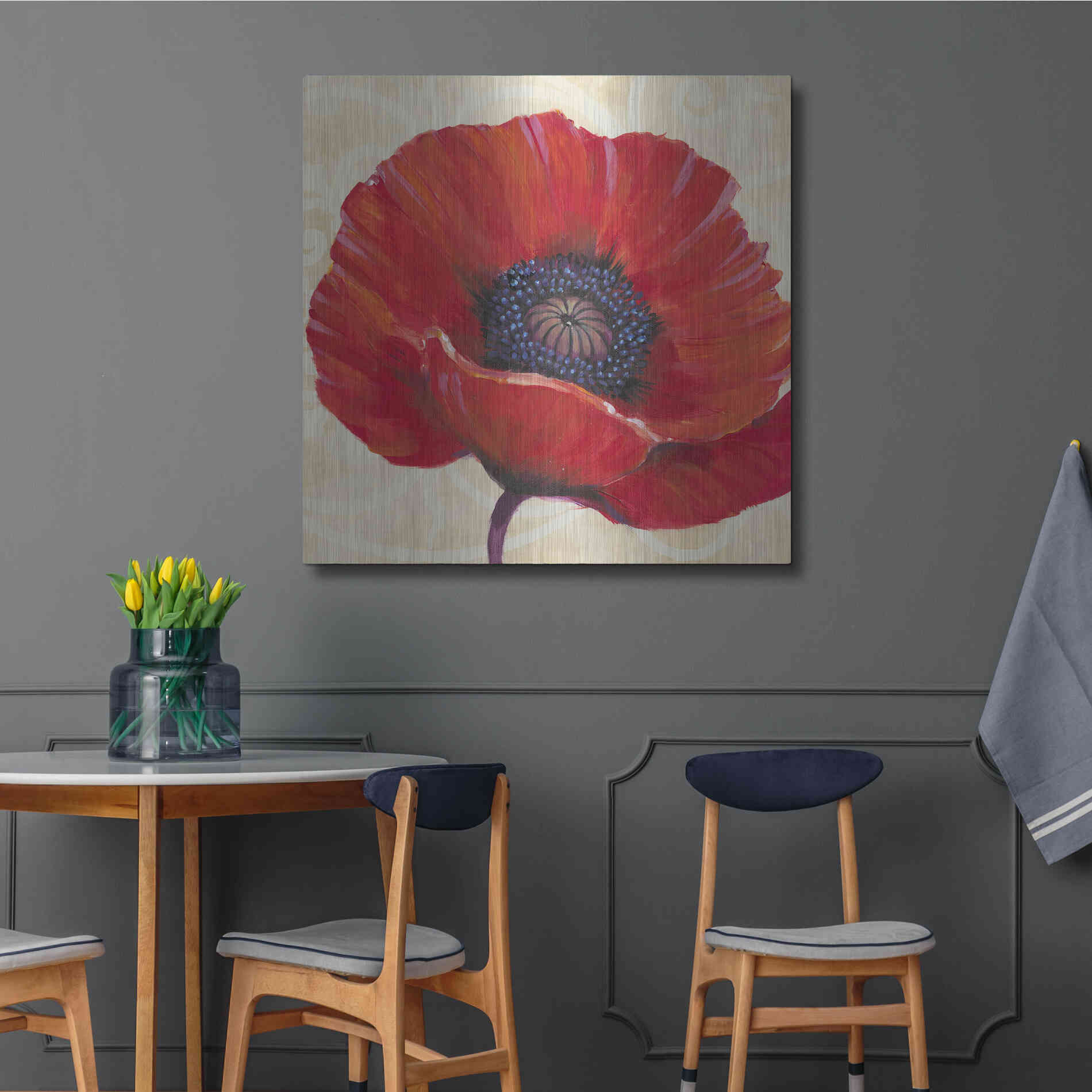 Luxe Metal Art 'Red Poppy I' by Tim O'Toole, Metal Wall Art,36x36