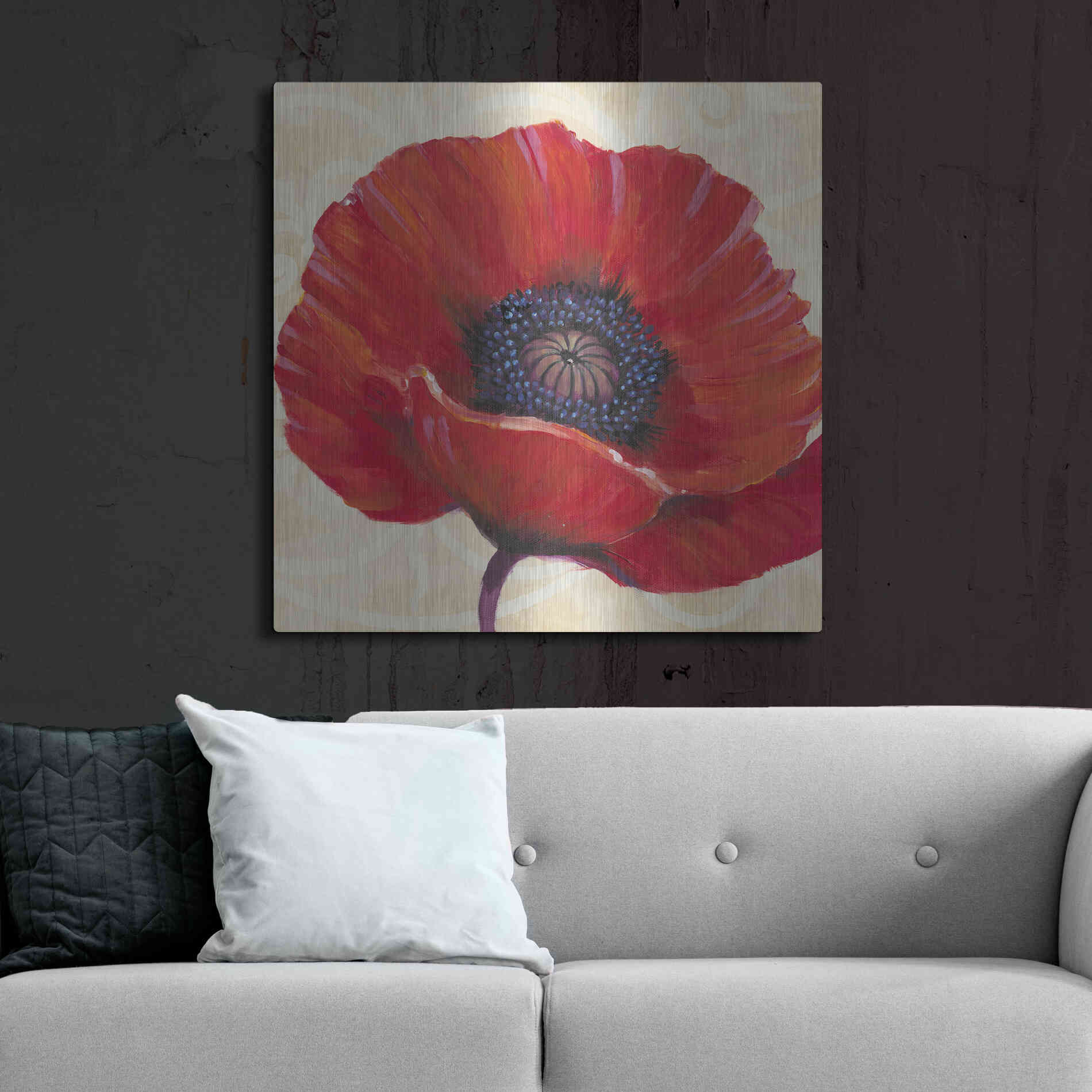 Luxe Metal Art 'Red Poppy I' by Tim O'Toole, Metal Wall Art,36x36