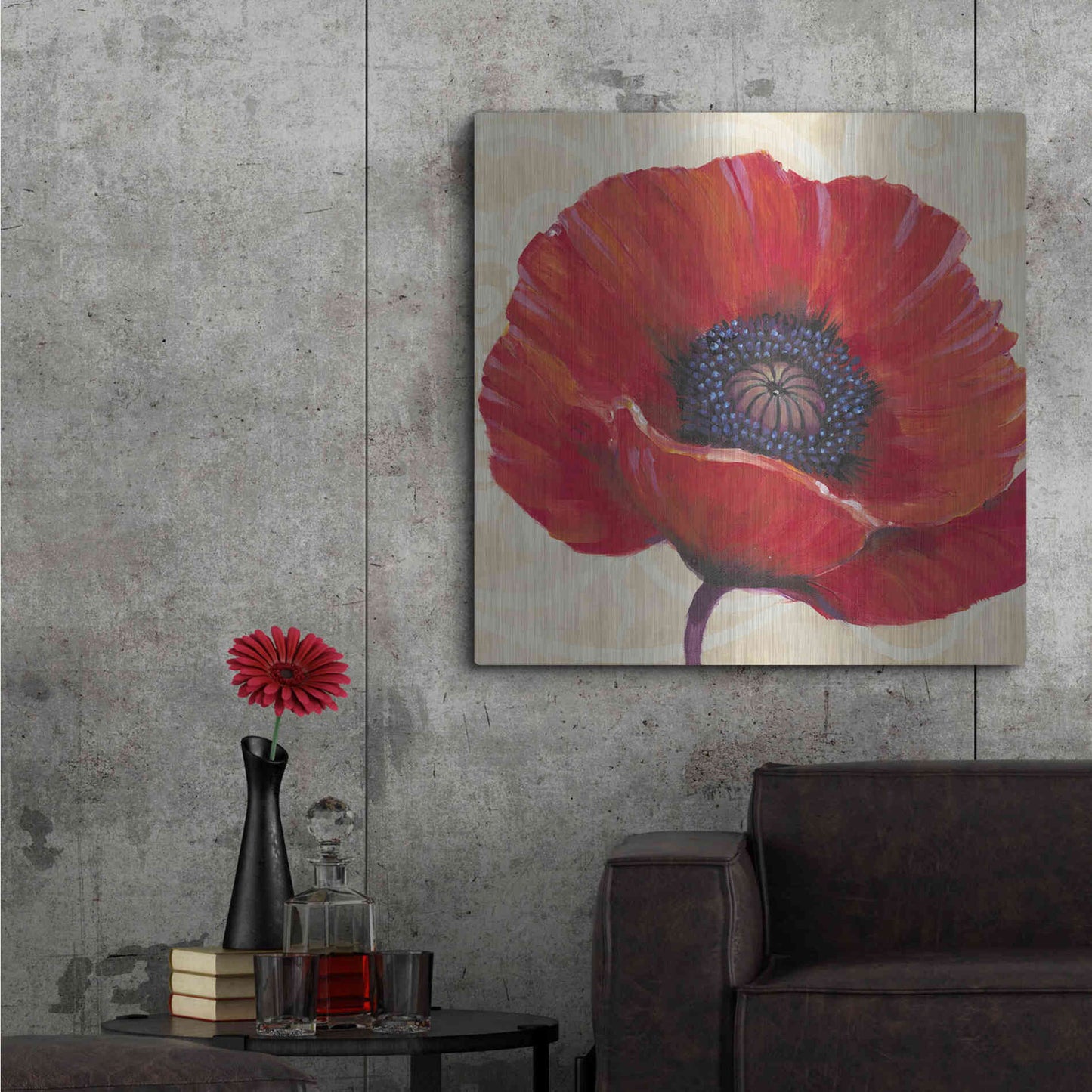 Luxe Metal Art 'Red Poppy I' by Tim O'Toole, Metal Wall Art,36x36