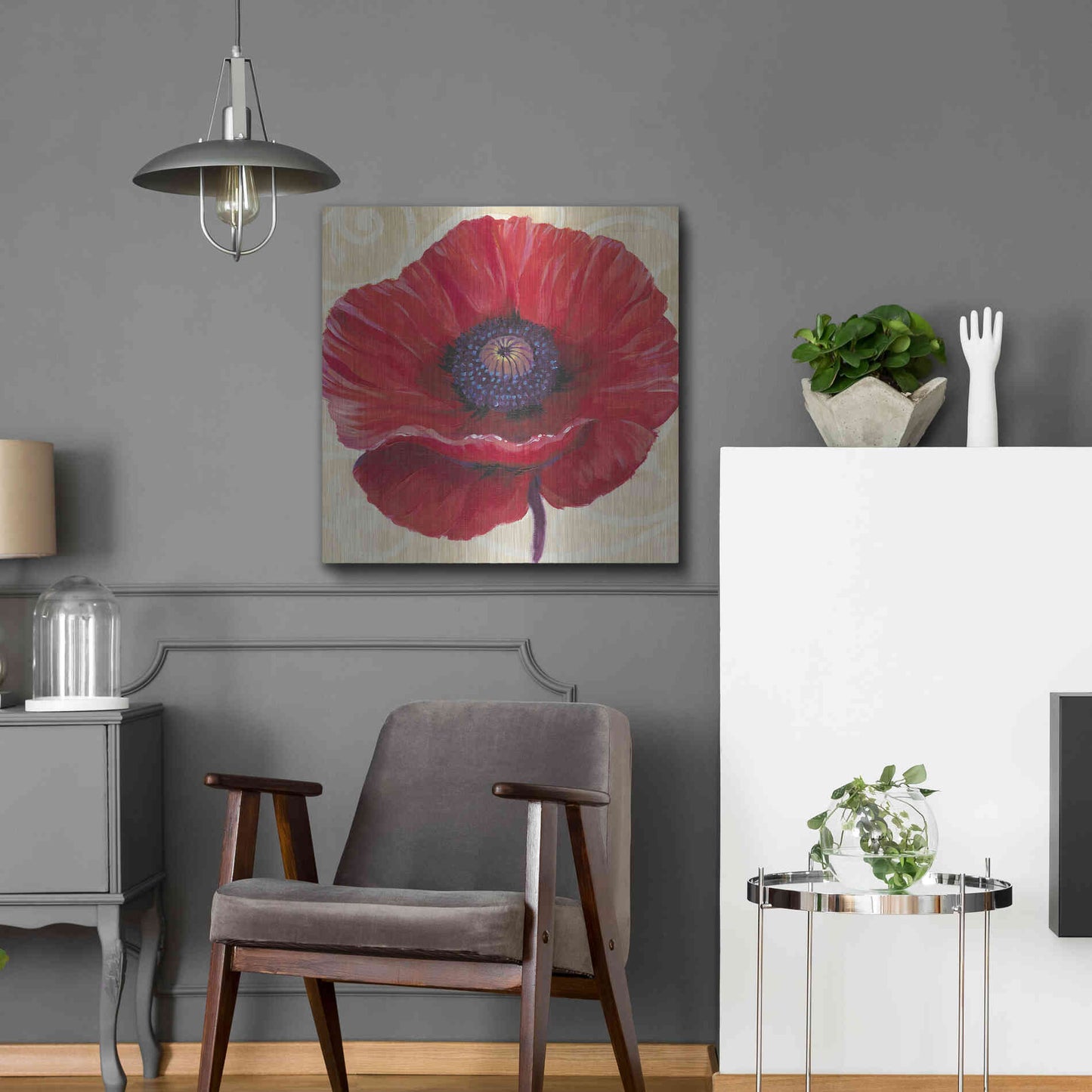 Luxe Metal Art 'Red Poppy II' by Tim O'Toole, Metal Wall Art,24x24