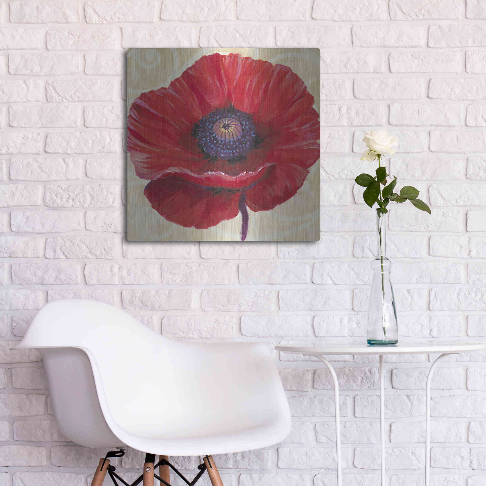 Luxe Metal Art 'Red Poppy II' by Tim O'Toole, Metal Wall Art,24x24