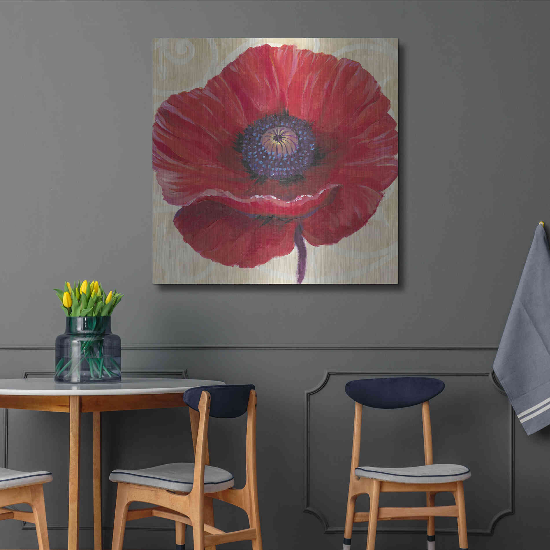 Luxe Metal Art 'Red Poppy II' by Tim O'Toole, Metal Wall Art,36x36