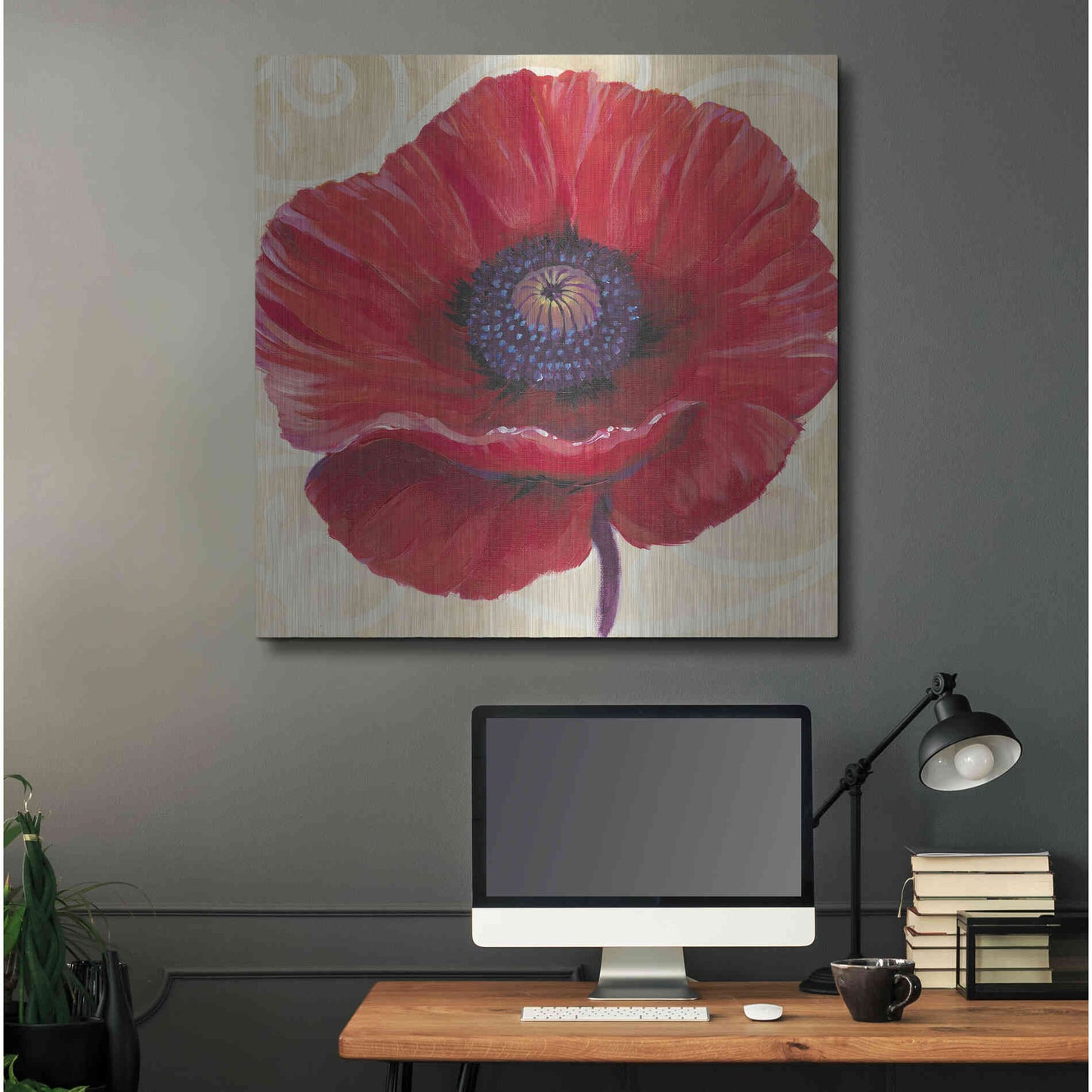 Luxe Metal Art 'Red Poppy II' by Tim O'Toole, Metal Wall Art,36x36