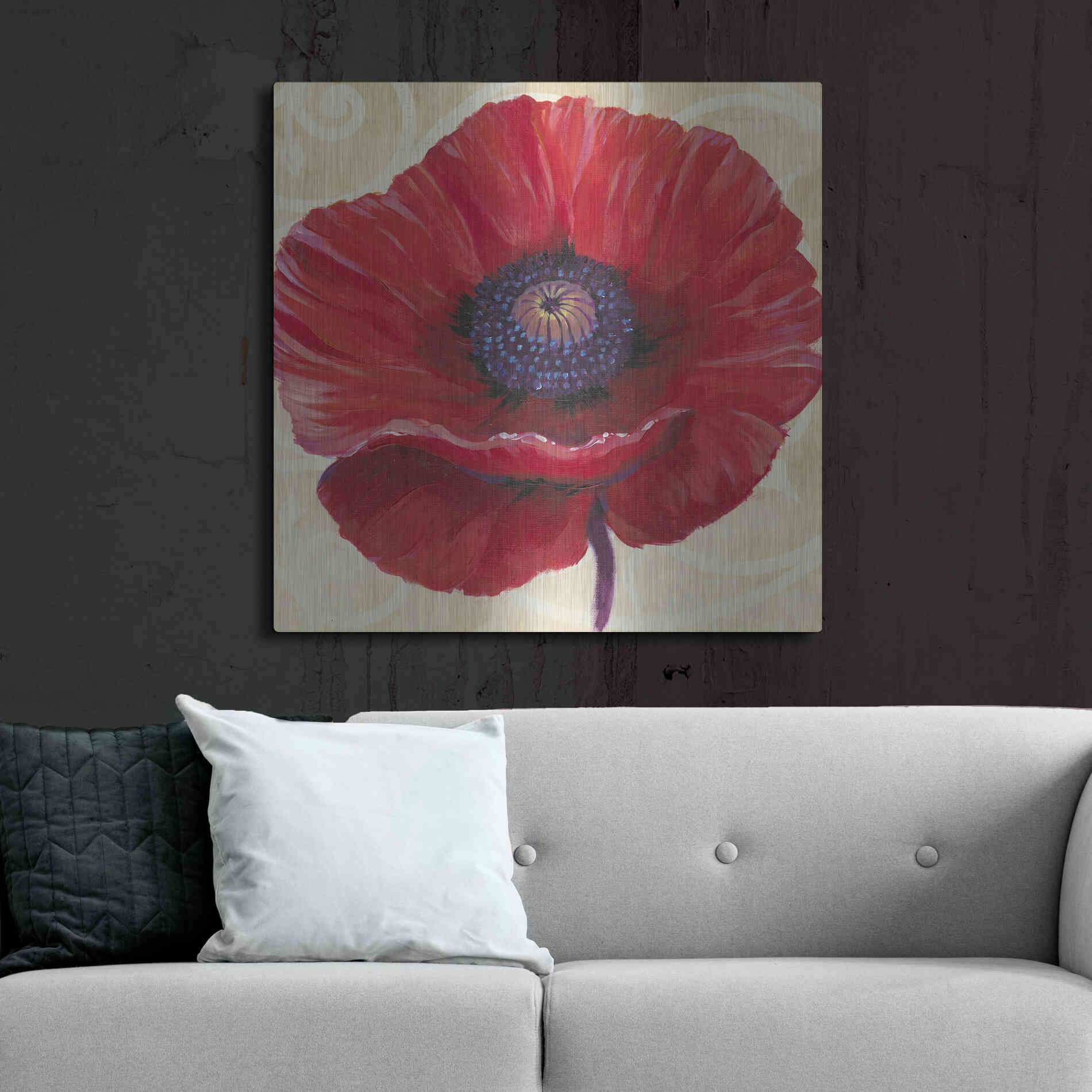 Luxe Metal Art 'Red Poppy II' by Tim O'Toole, Metal Wall Art,36x36