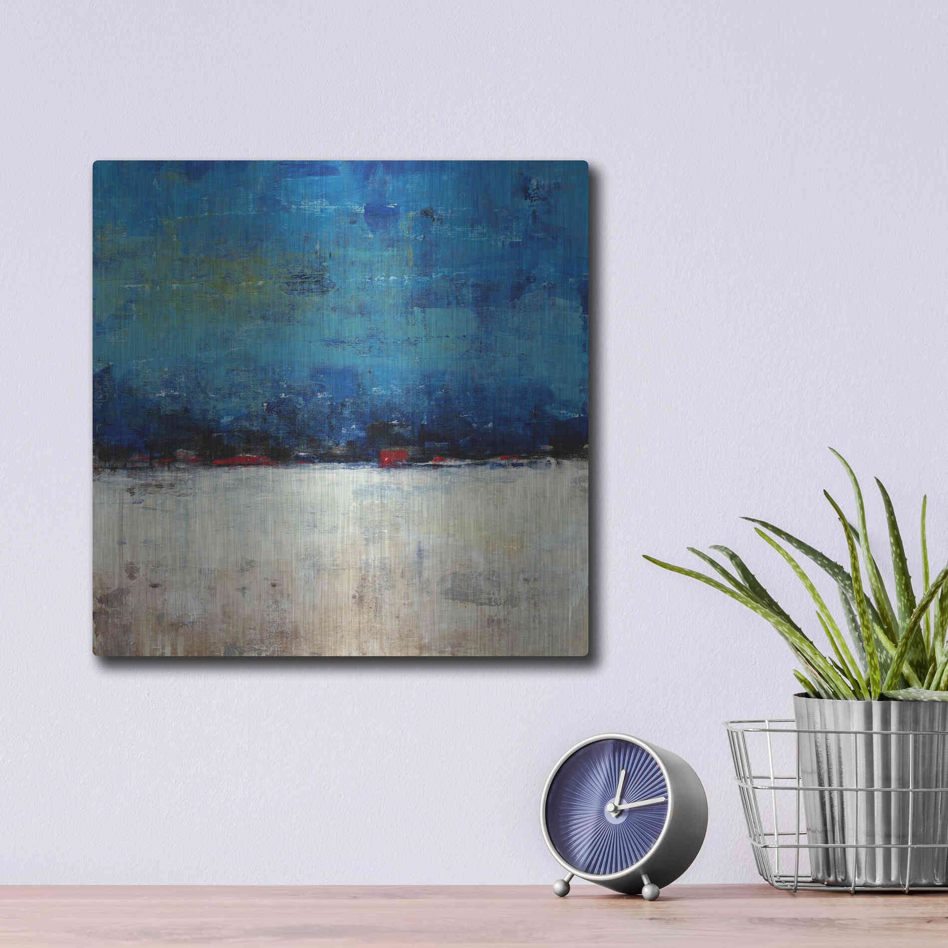 Luxe Metal Art 'A Touch of Red I' by Tim O'Toole, Metal Wall Art,12x12